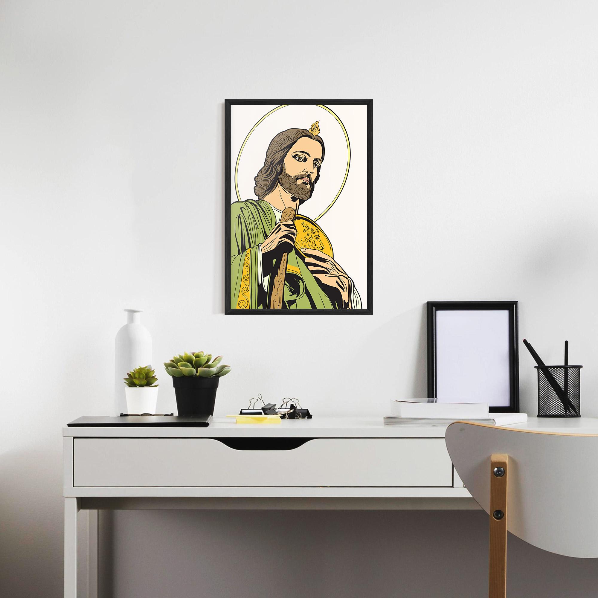 Gerahmte Poster Green Jesus mockup 7