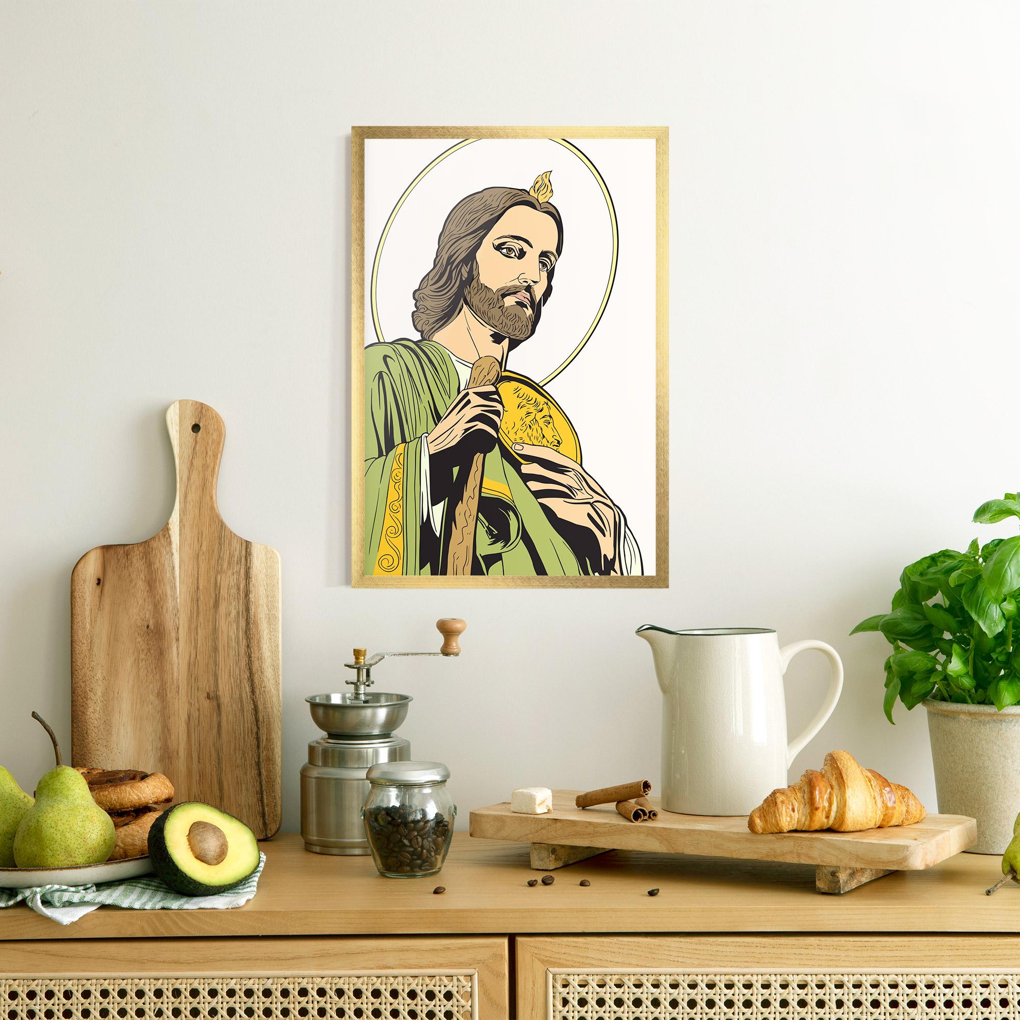 Gerahmte Poster Green Jesus mockup 8