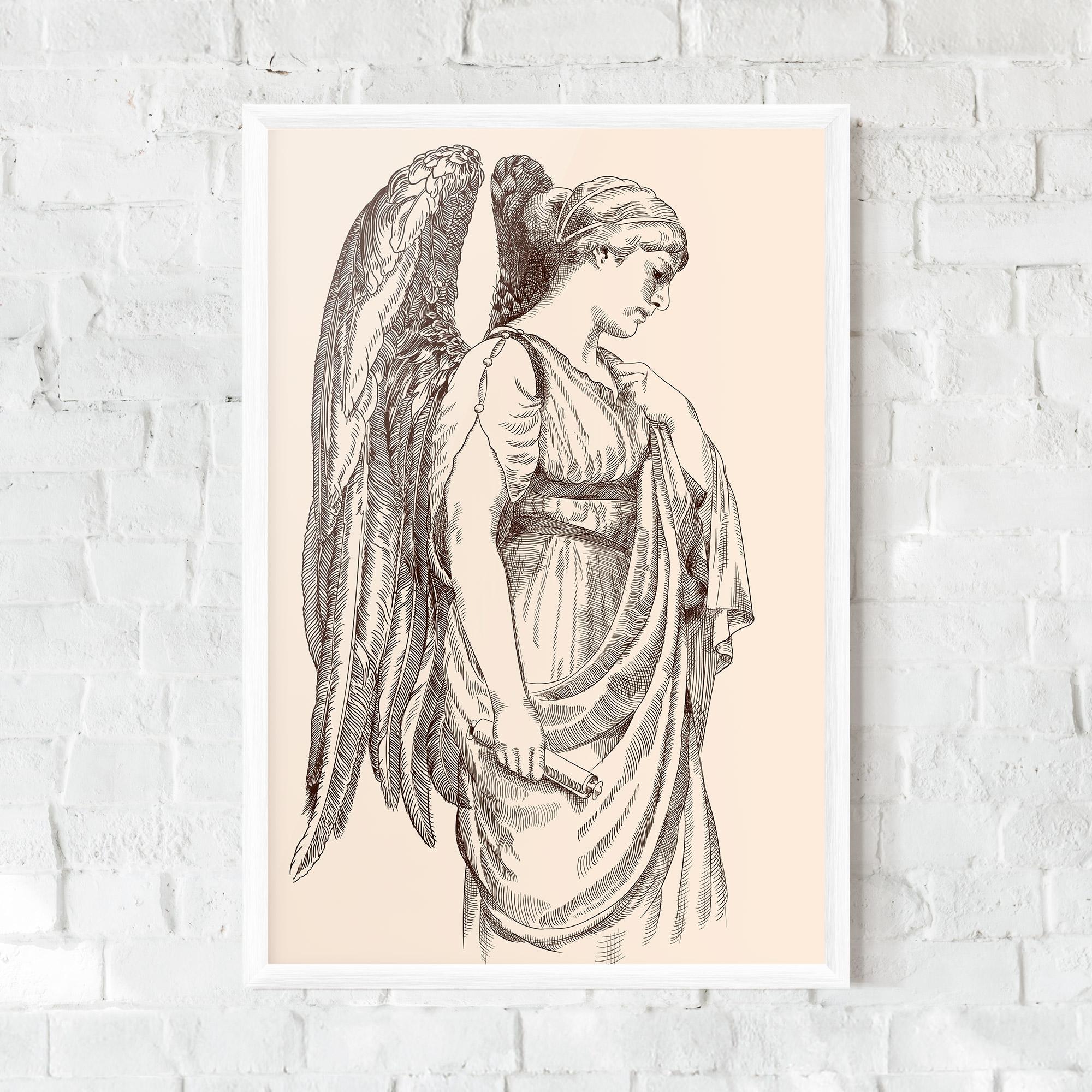 Gerahmte Poster Angel Brown Line mockup 0