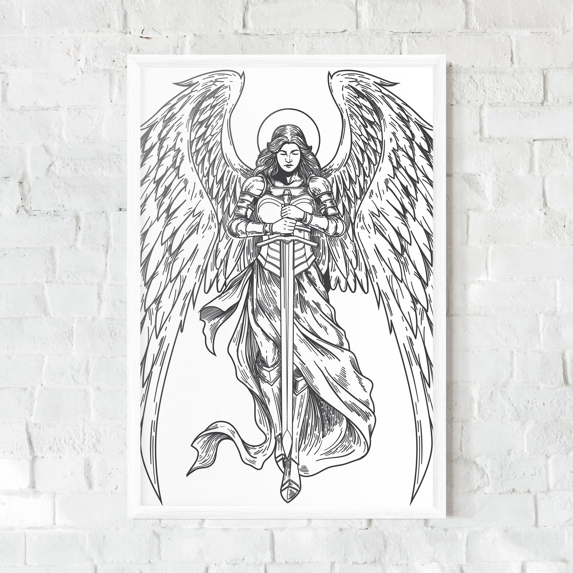 Gerahmte Poster Grey Line Angel mockup 0