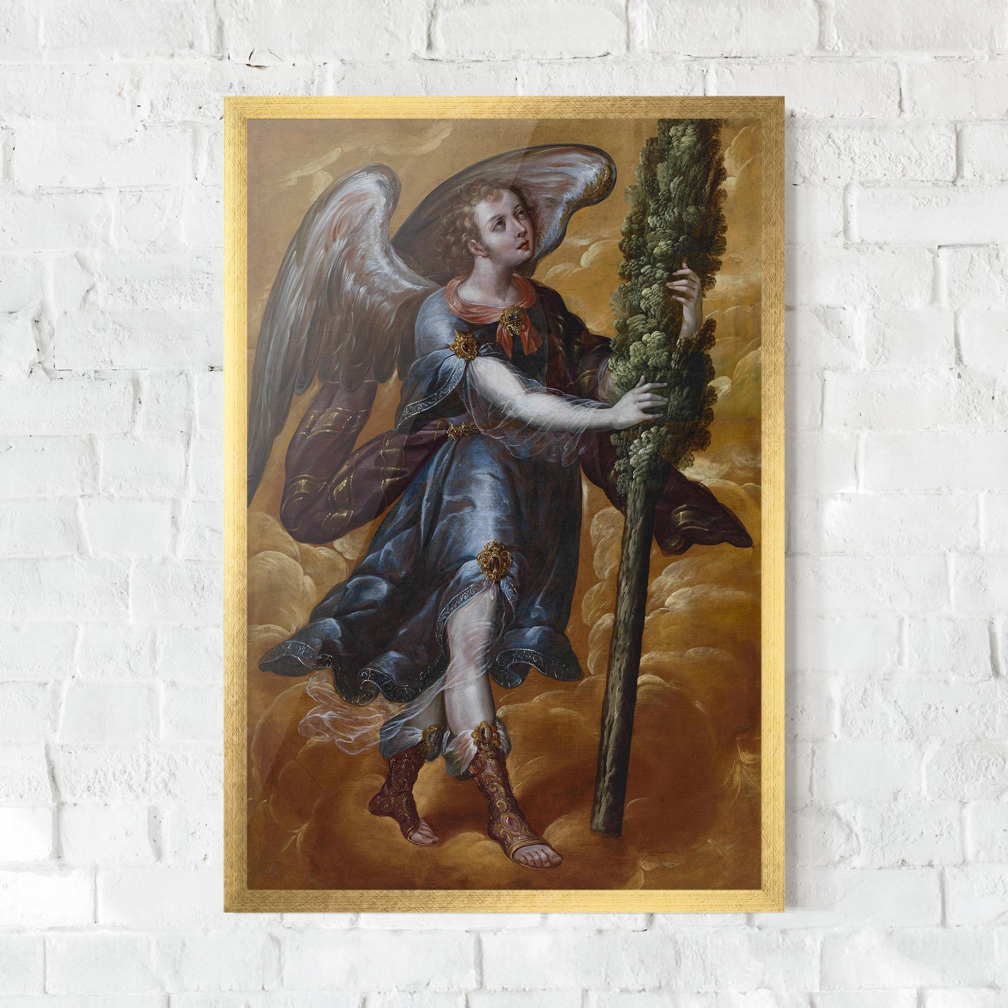 Gerahmte Poster Angel Holding A Tree mockup 0