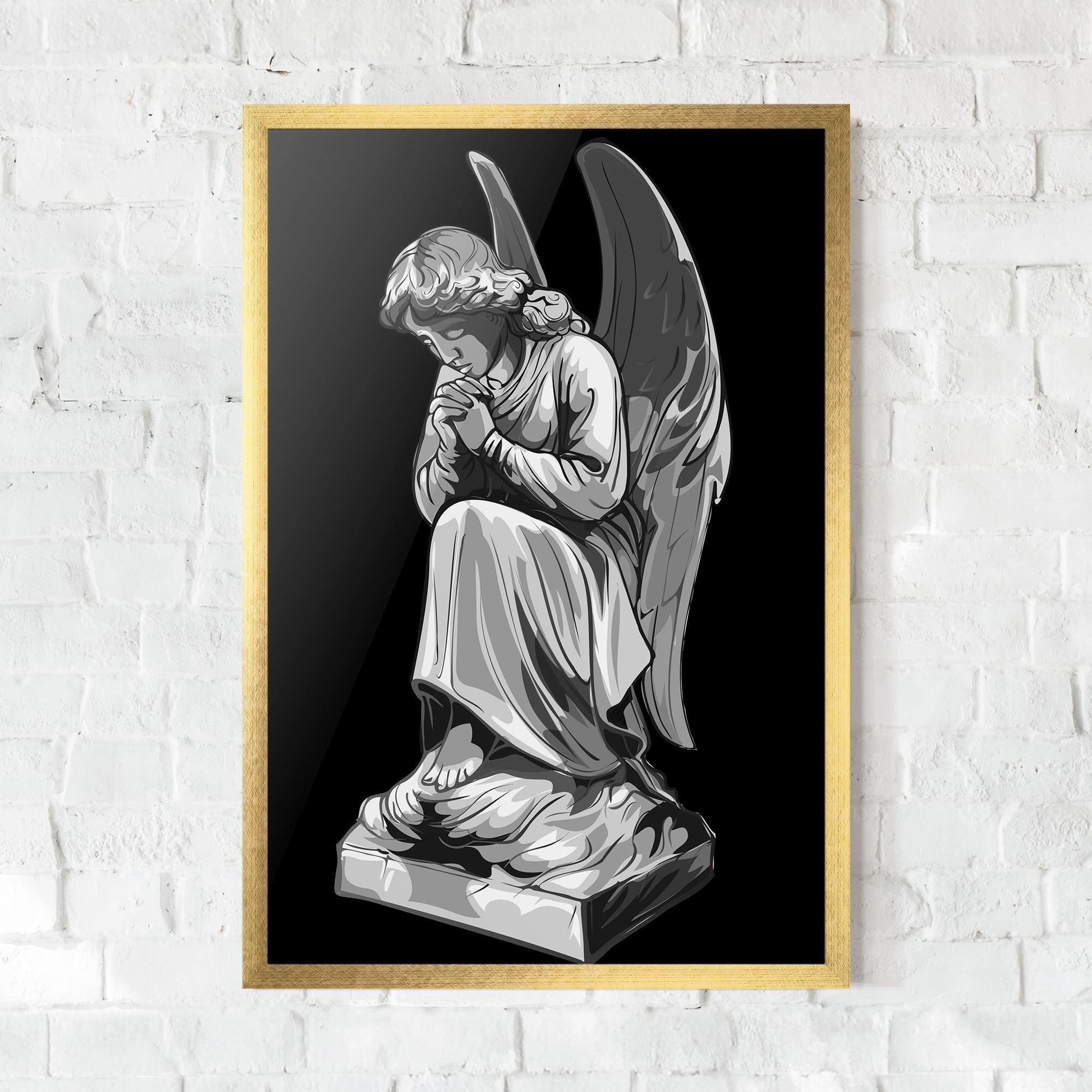 Gerahmte Poster Angel Pray mockup 0
