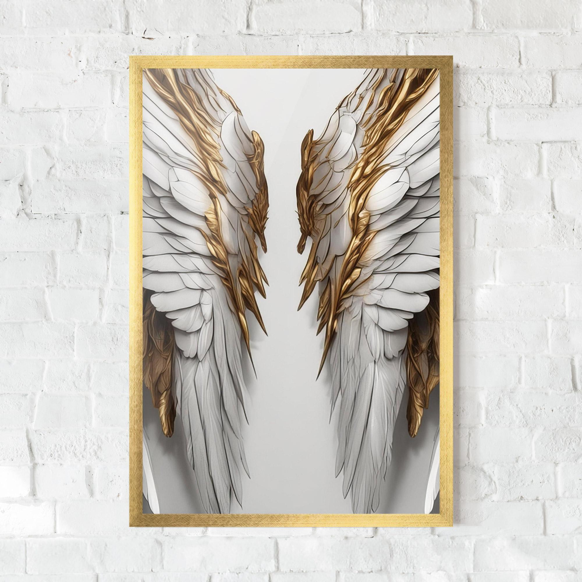 Gerahmte Poster Realistic Gold Angel Wings mockup 0