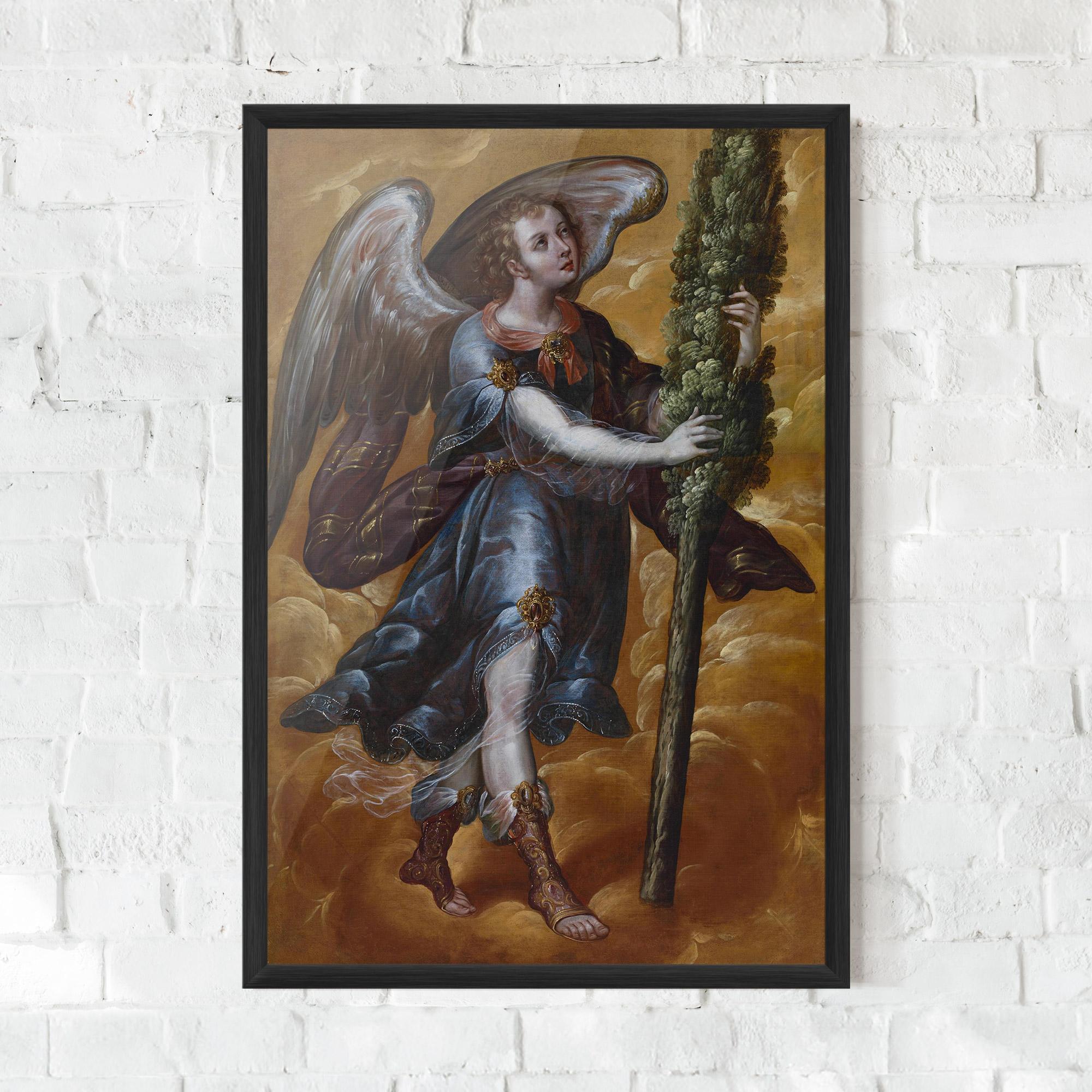 Gerahmte Poster Angel Holding A Tree mockup 0