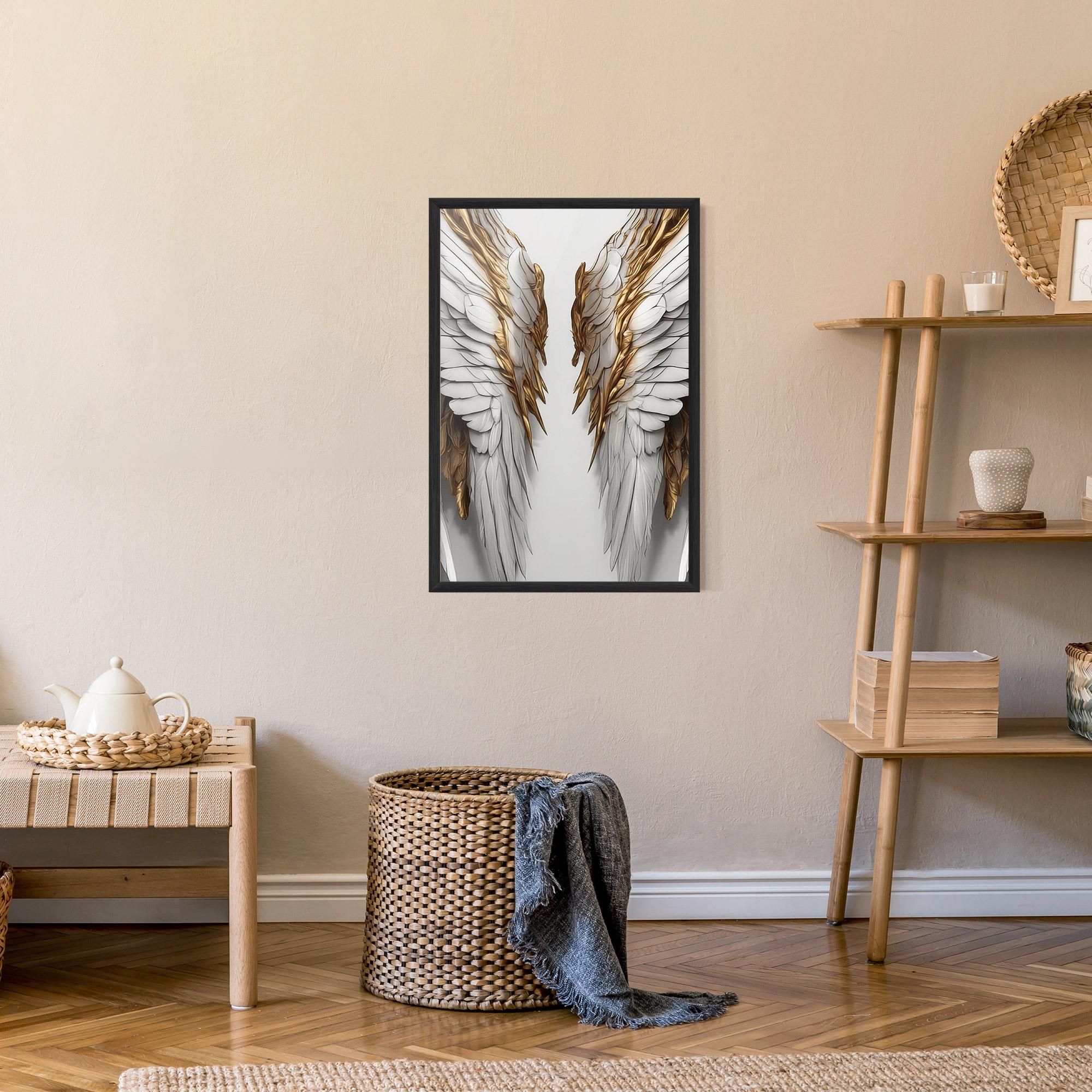 Gerahmte Poster Realistic Gold Angel Wings mockup 9