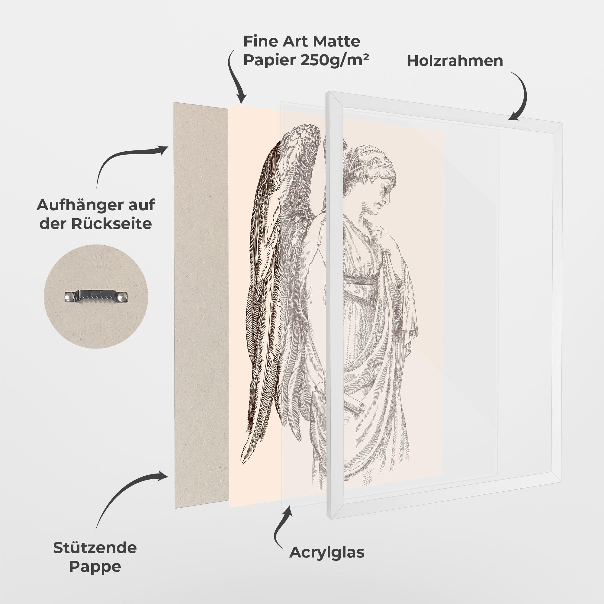 Gerahmte Poster Angel Brown Line mockup 1