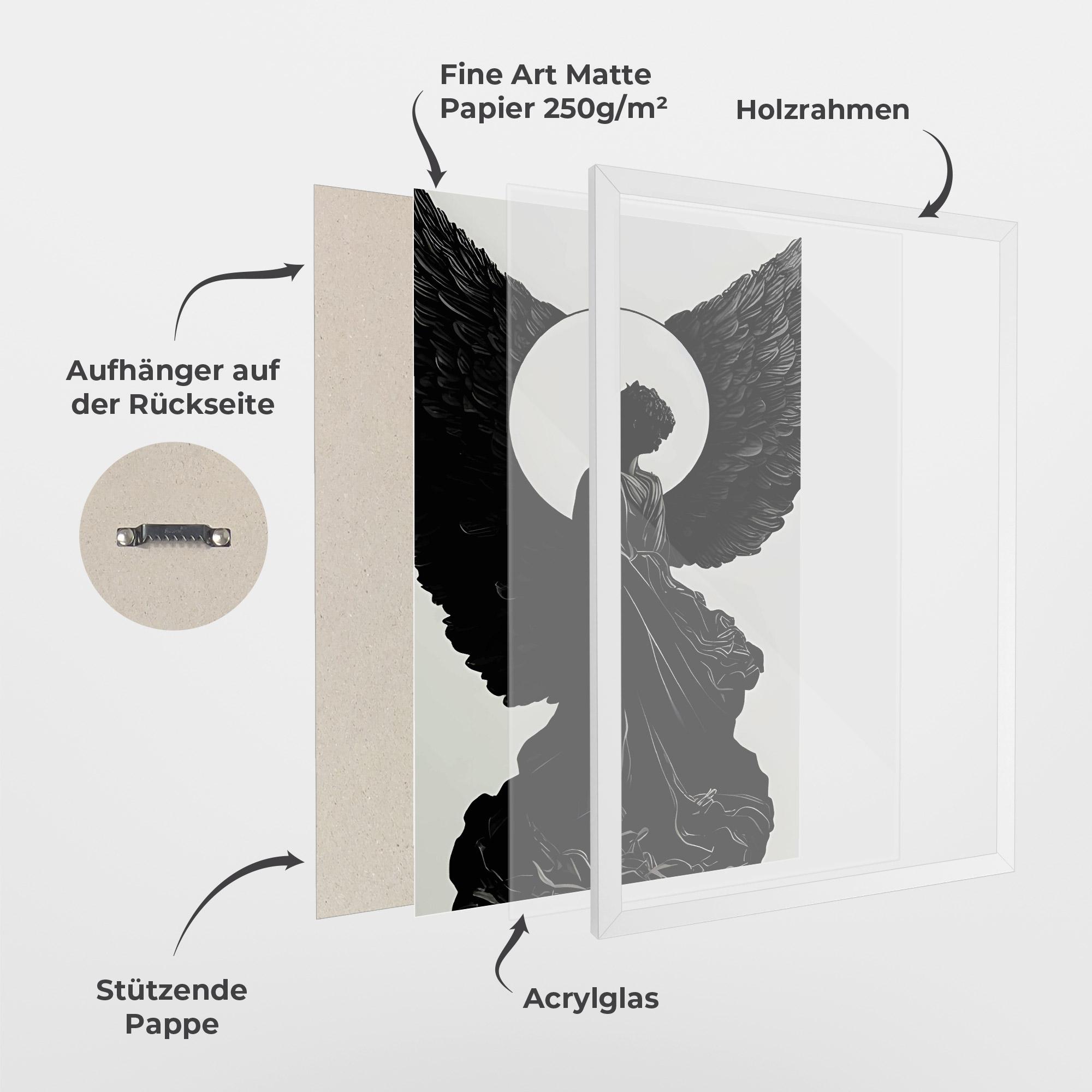 Gerahmte Poster Angel Shilouette mockup 1
