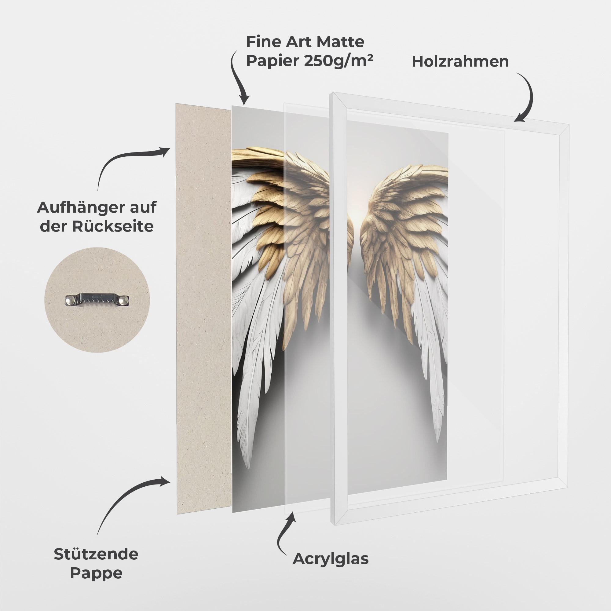 Gerahmte Poster Realistic Angel Wings mockup 1