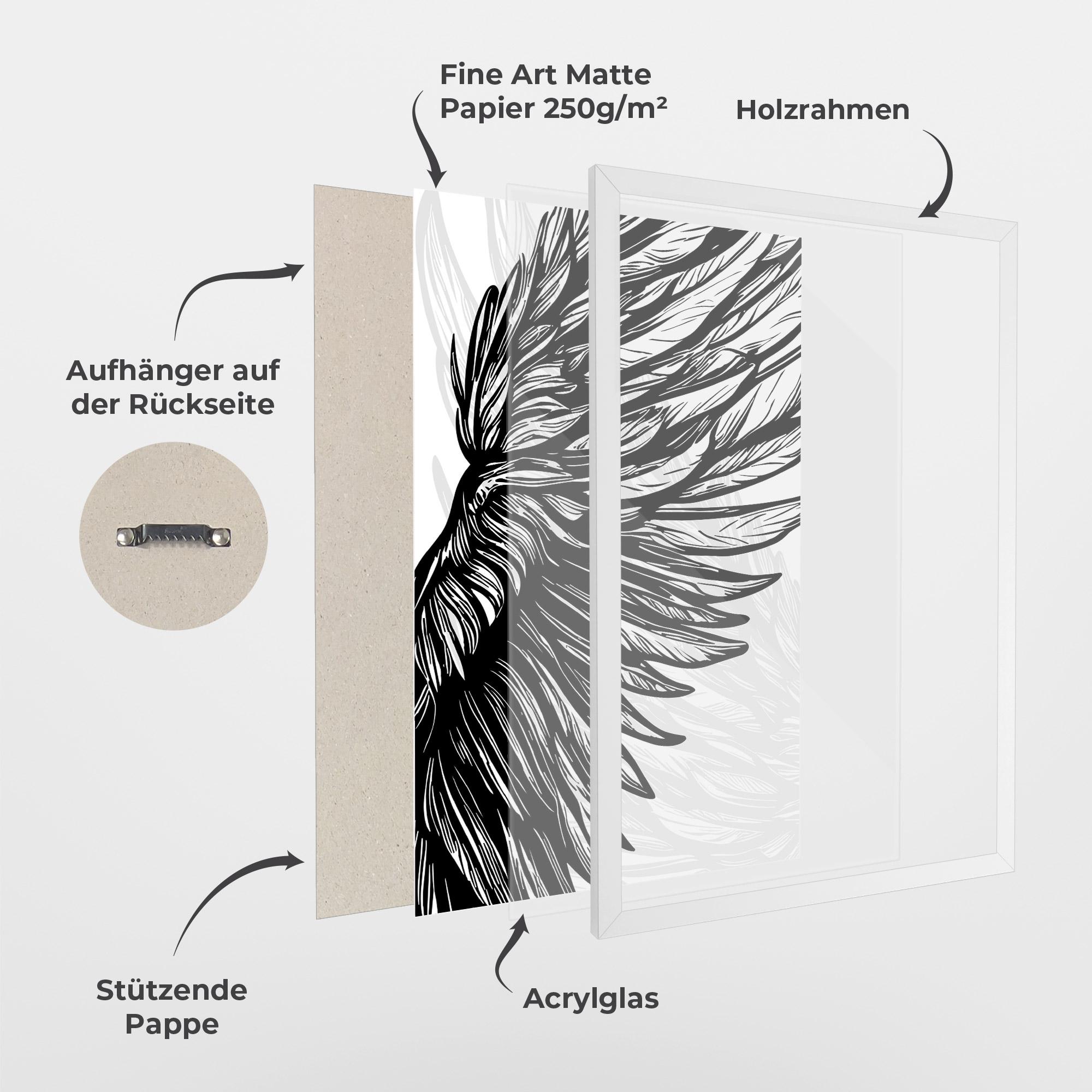 Gerahmte Poster Wing Line mockup 1