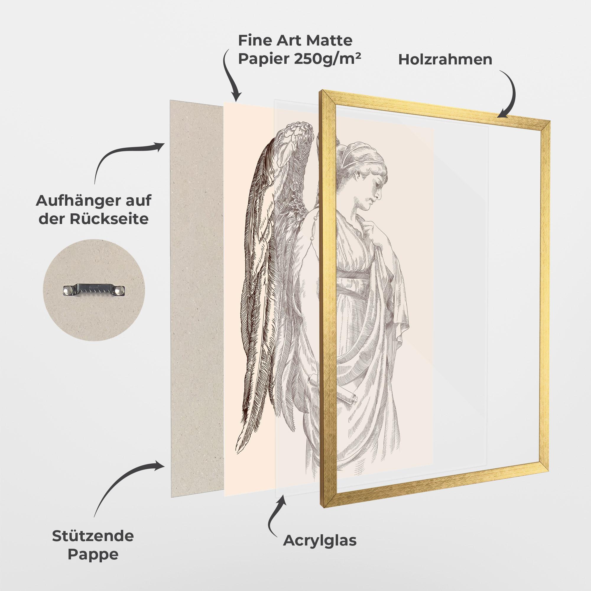 Gerahmte Poster Angel Brown Line mockup 1