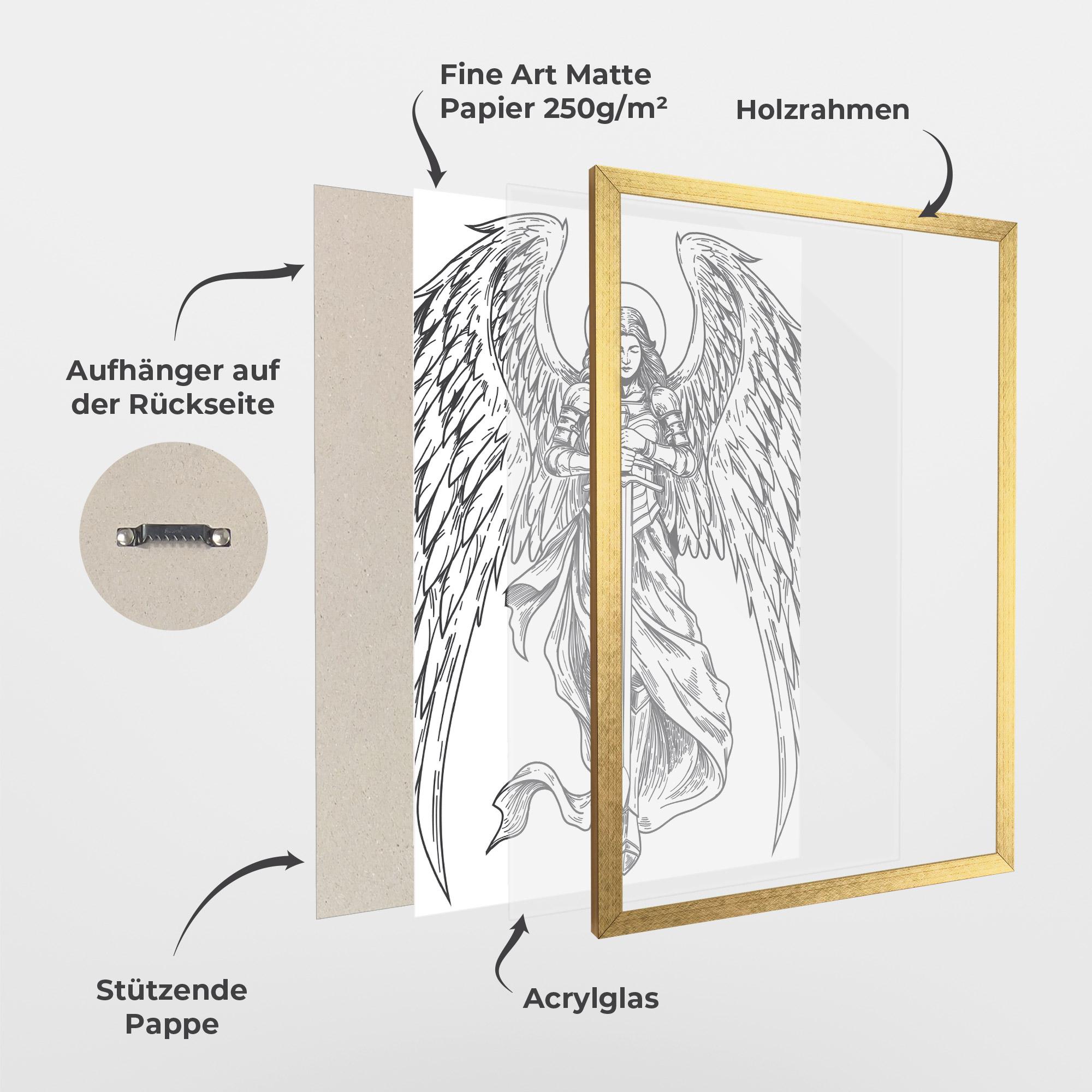 Gerahmte Poster Grey Line Angel mockup 1