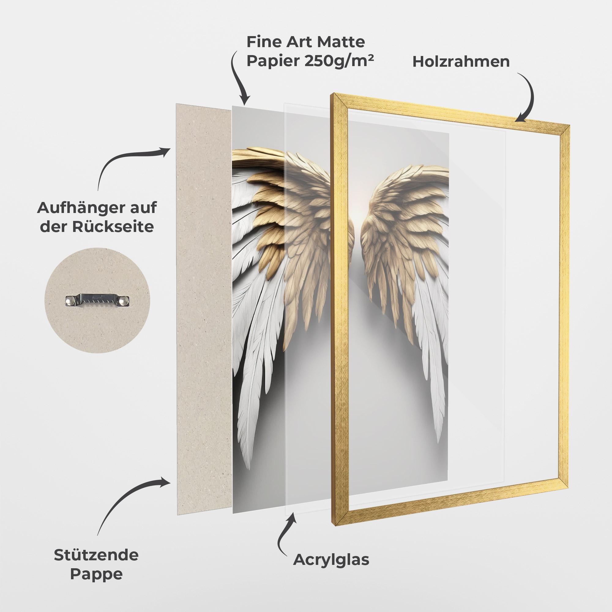 Gerahmte Poster Realistic Angel Wings mockup 1