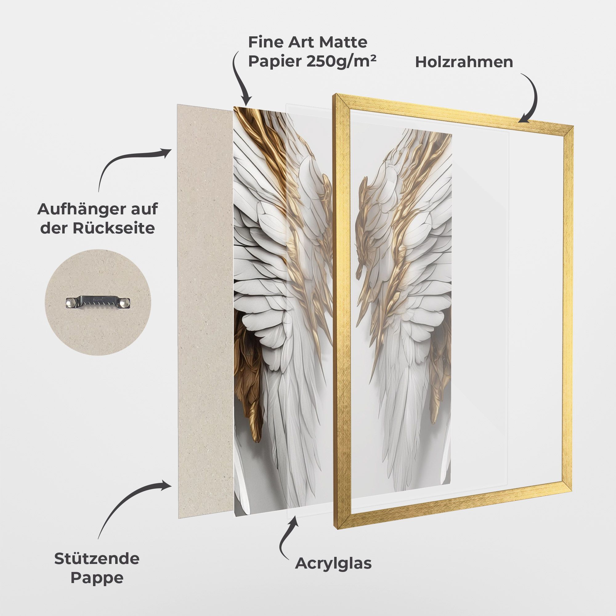 Realistic Gold Angel Wings mockup 1