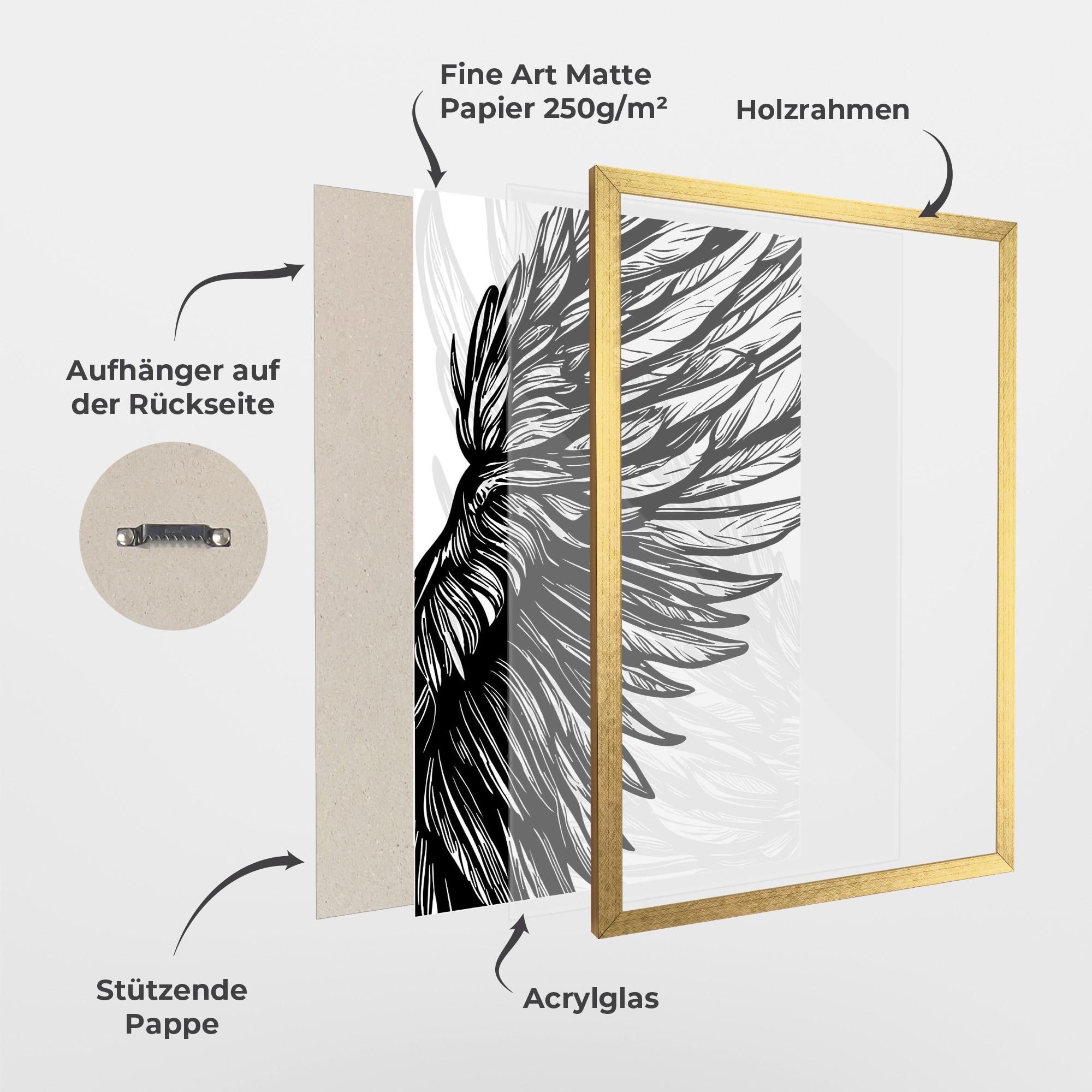 Gerahmte Poster Wing Line mockup 1