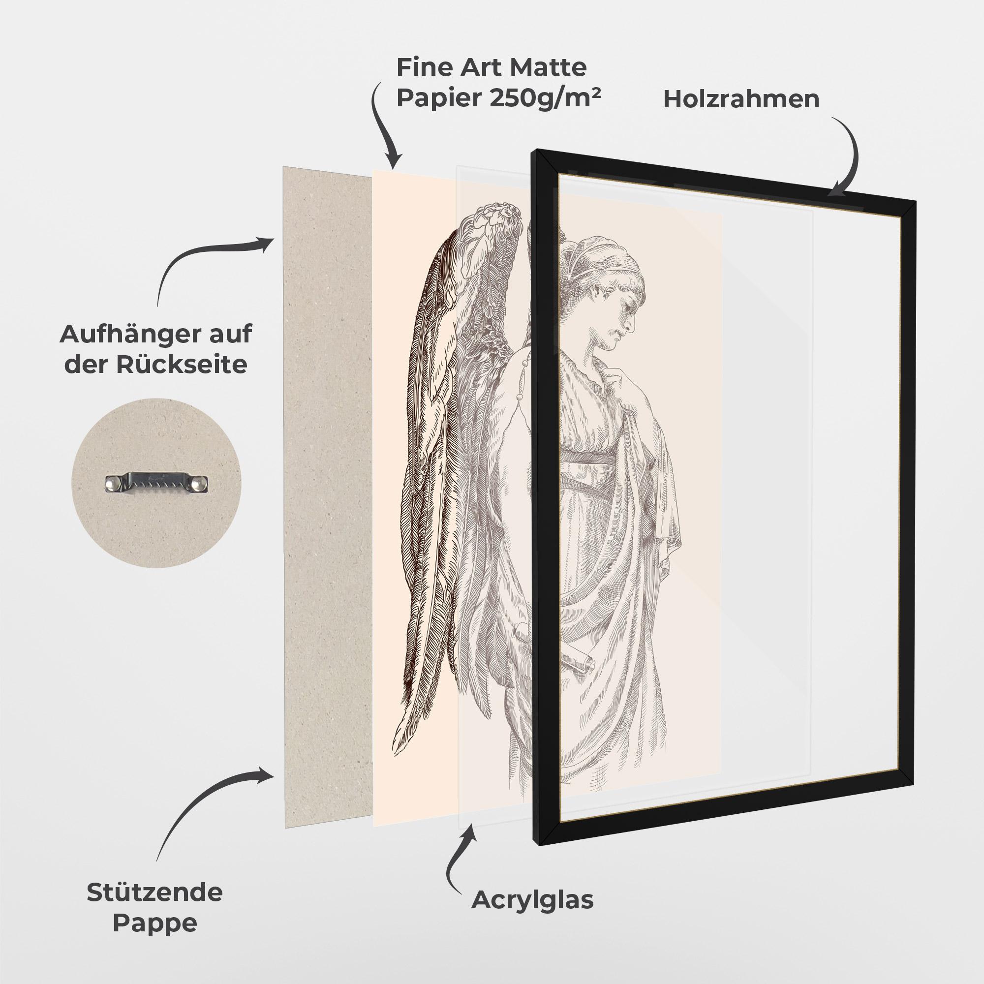 Gerahmte Poster Angel Brown Line mockup 1