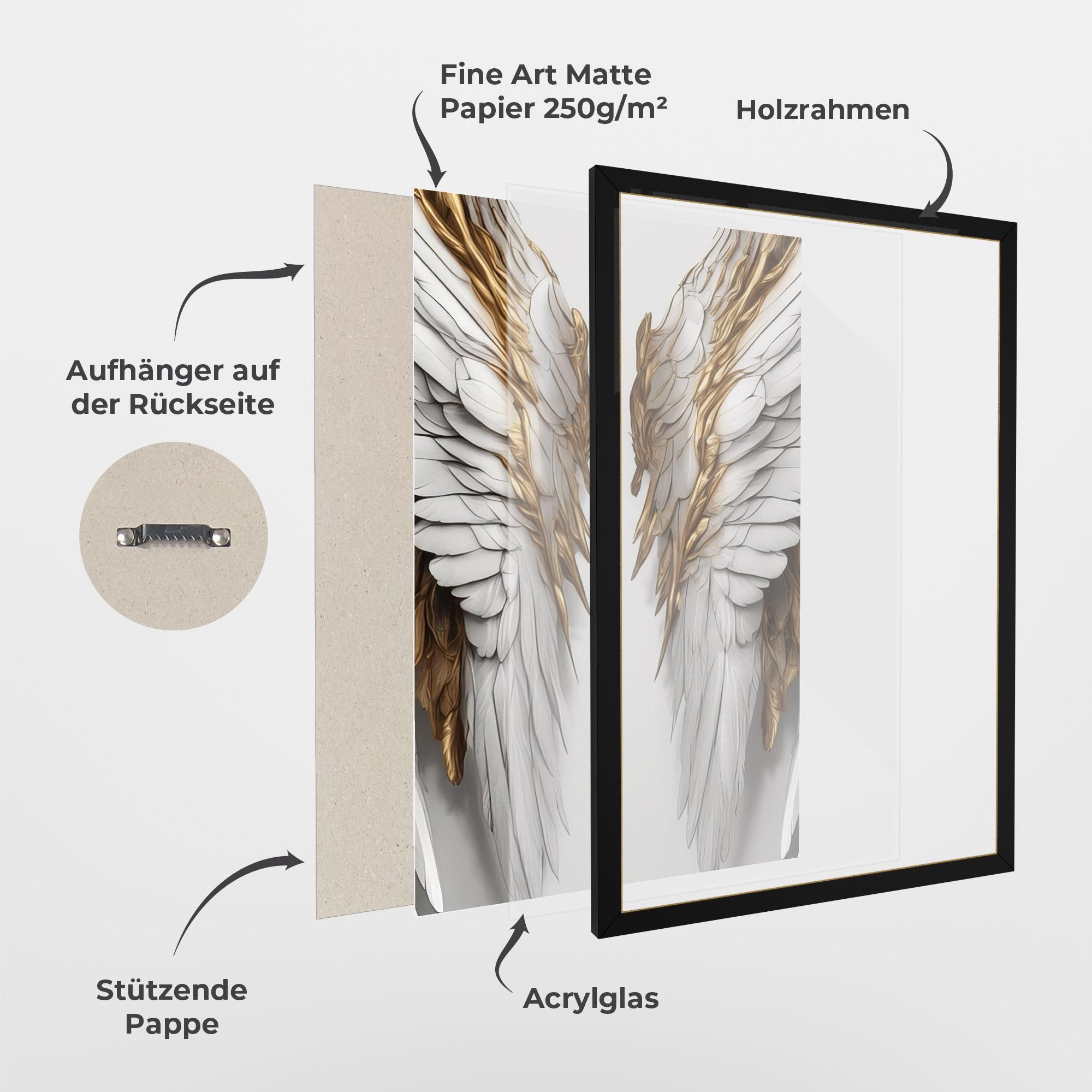 Gerahmte Poster Realistic Gold Angel Wings mockup 1