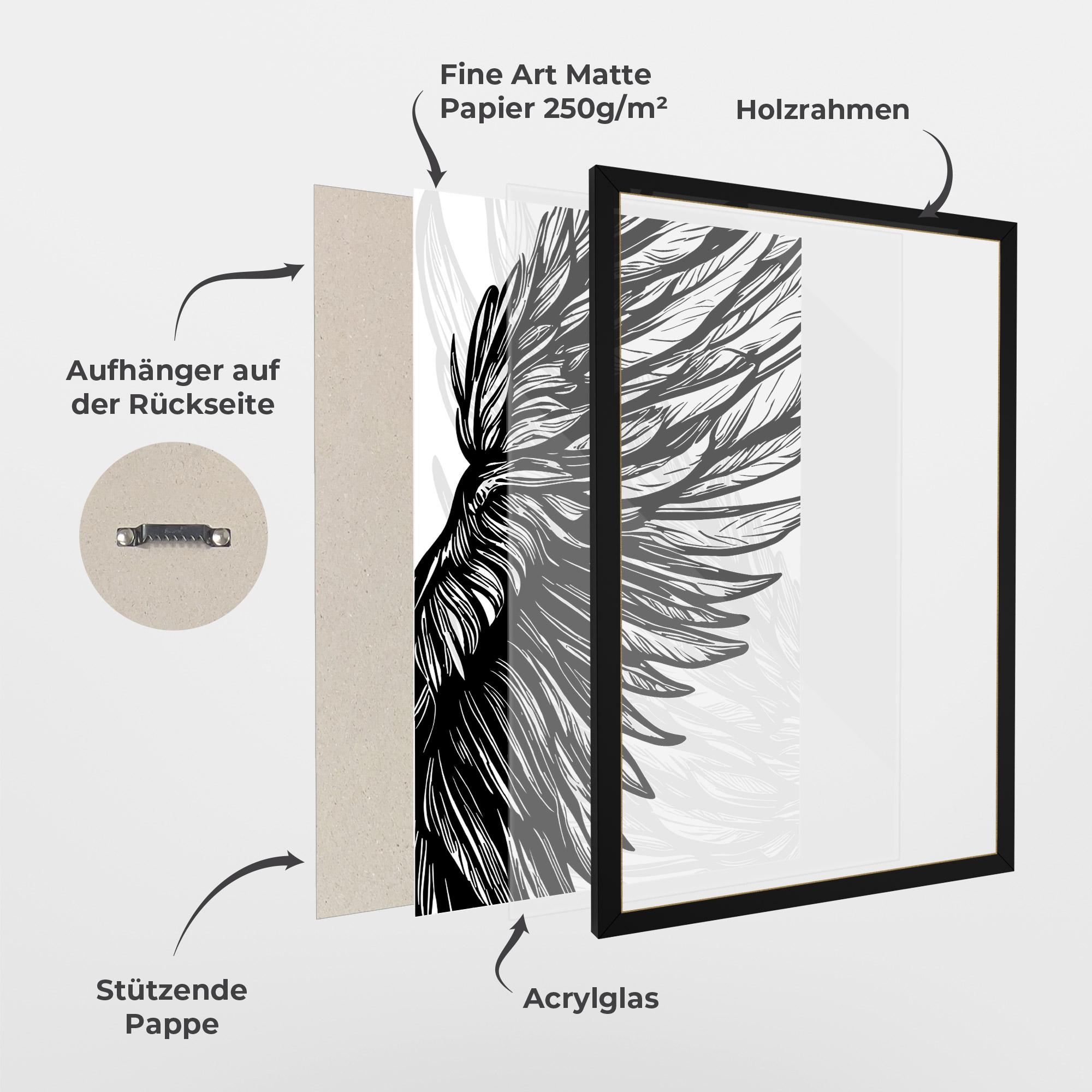 Gerahmte Poster Wing Line mockup 1