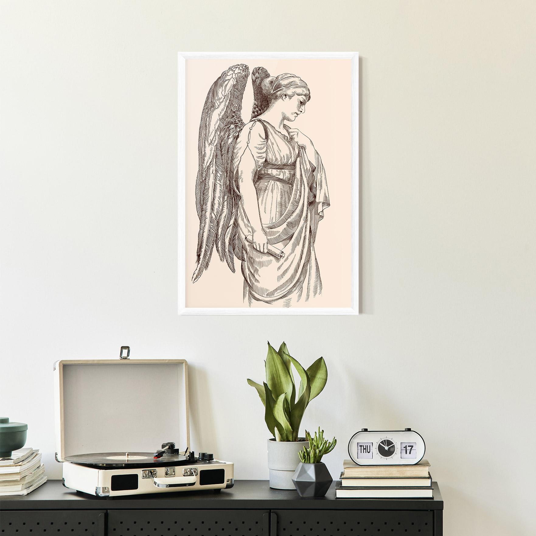 Gerahmte Poster Angel Brown Line mockup 2