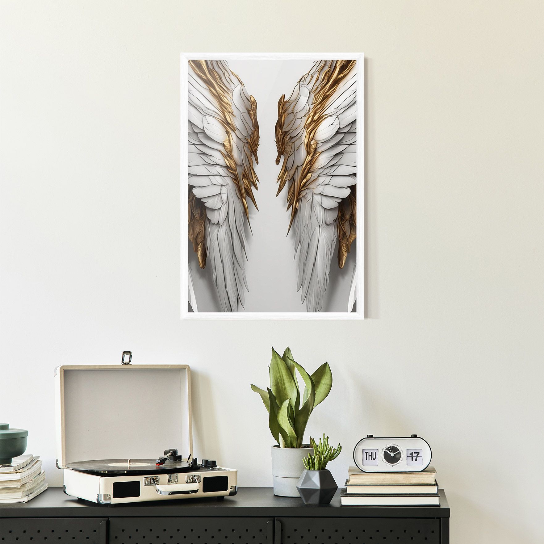 Realistic Gold Angel Wings mockup 2