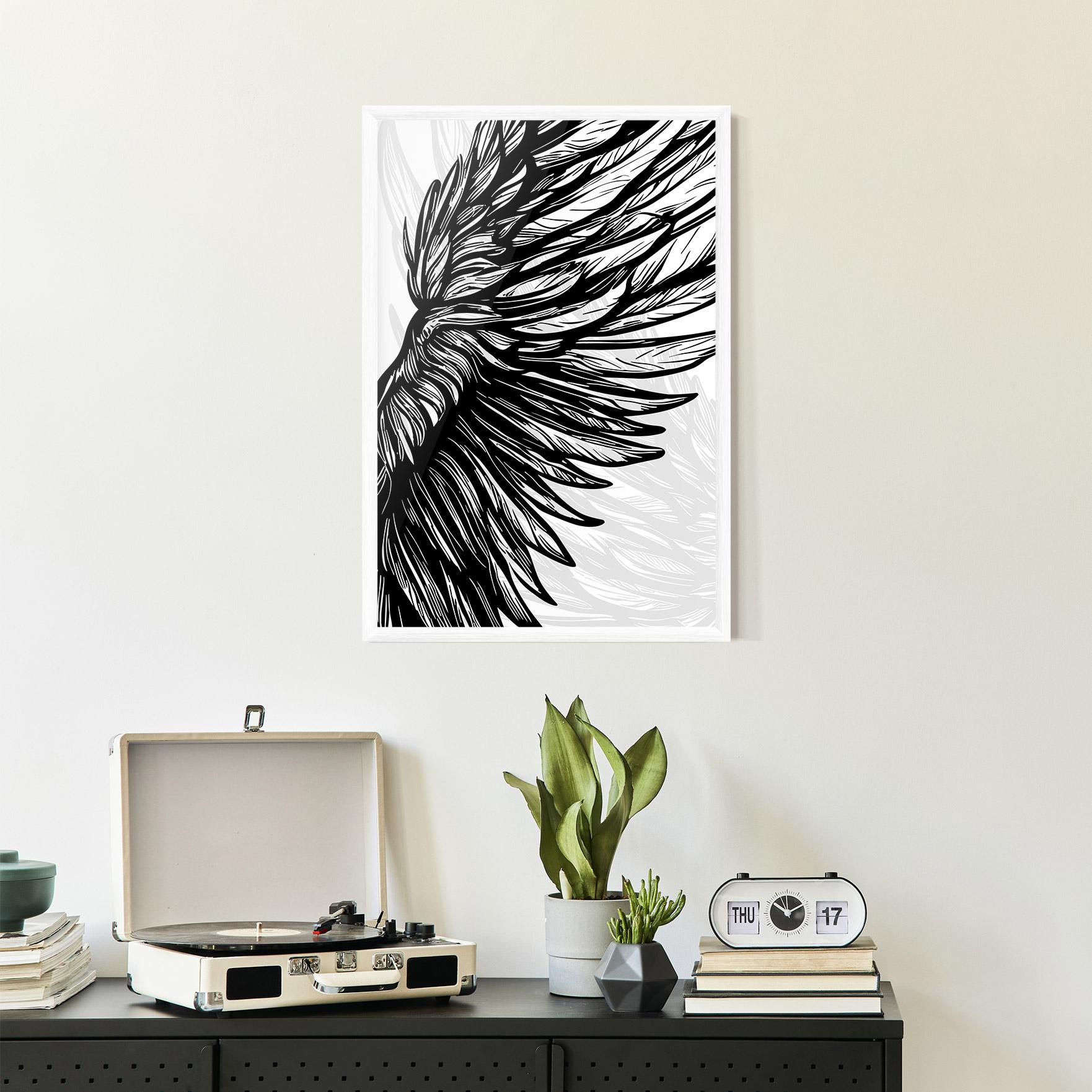 Gerahmte Poster Wing Line mockup 2