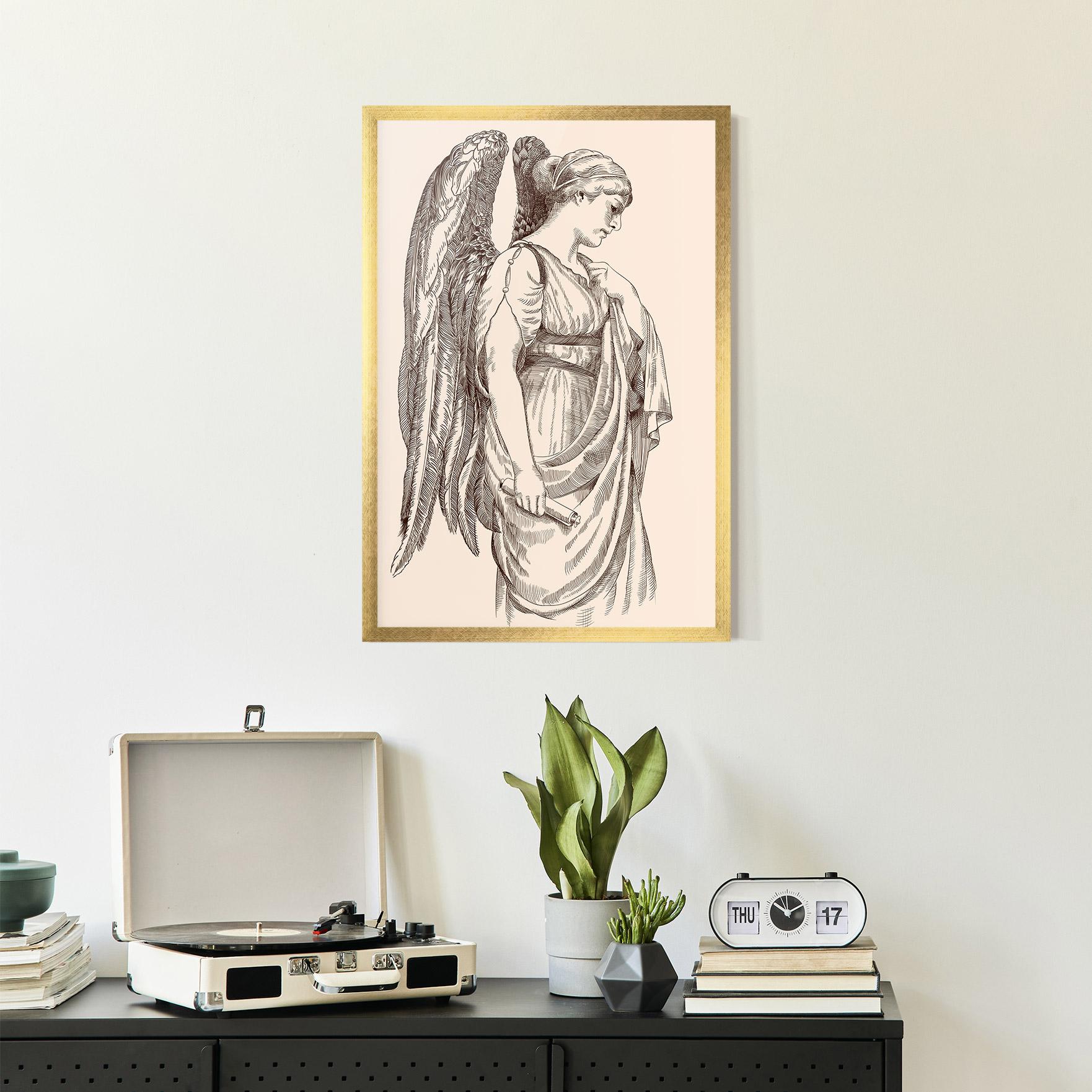 Gerahmte Poster Angel Brown Line mockup 2