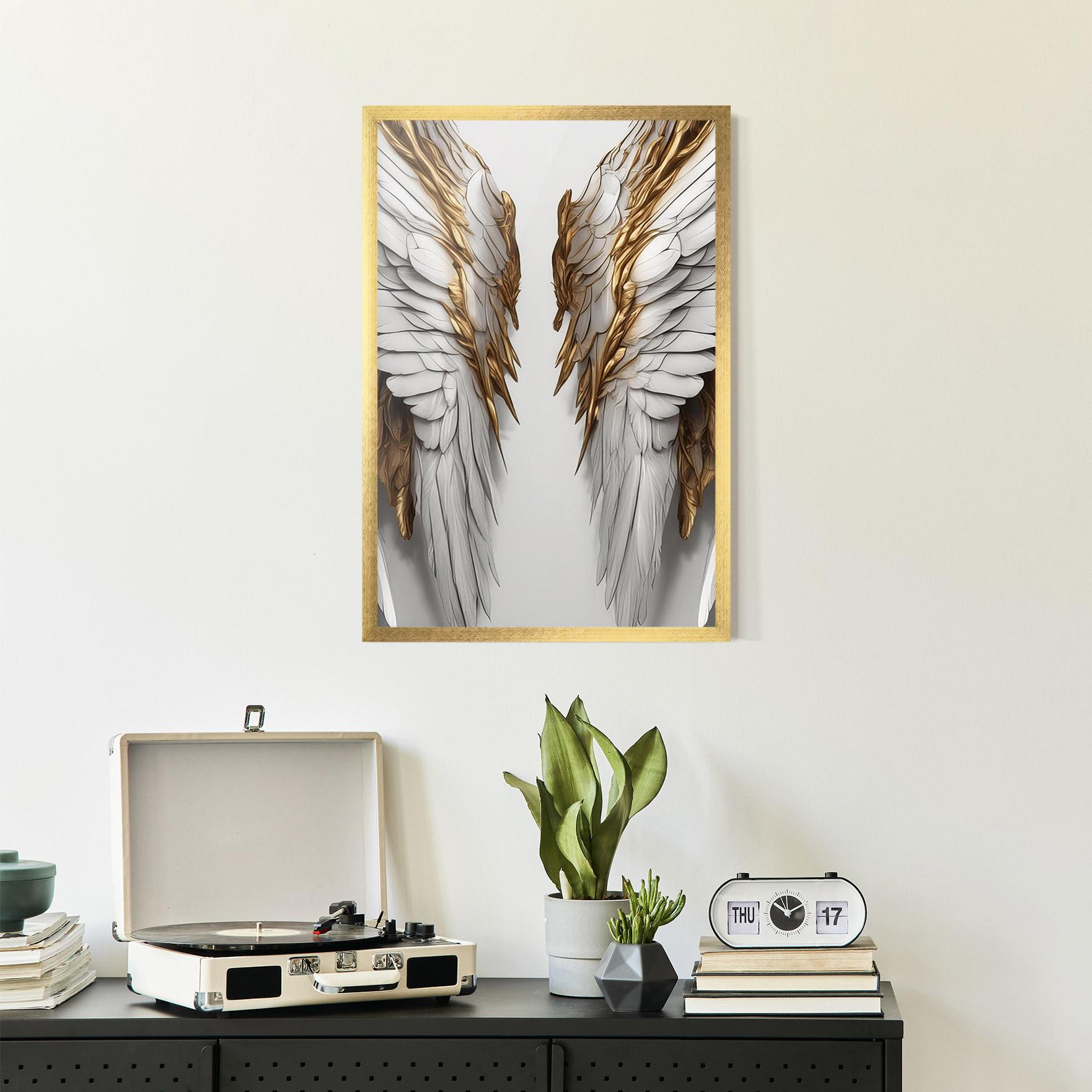 Gerahmte Poster Realistic Gold Angel Wings mockup 2