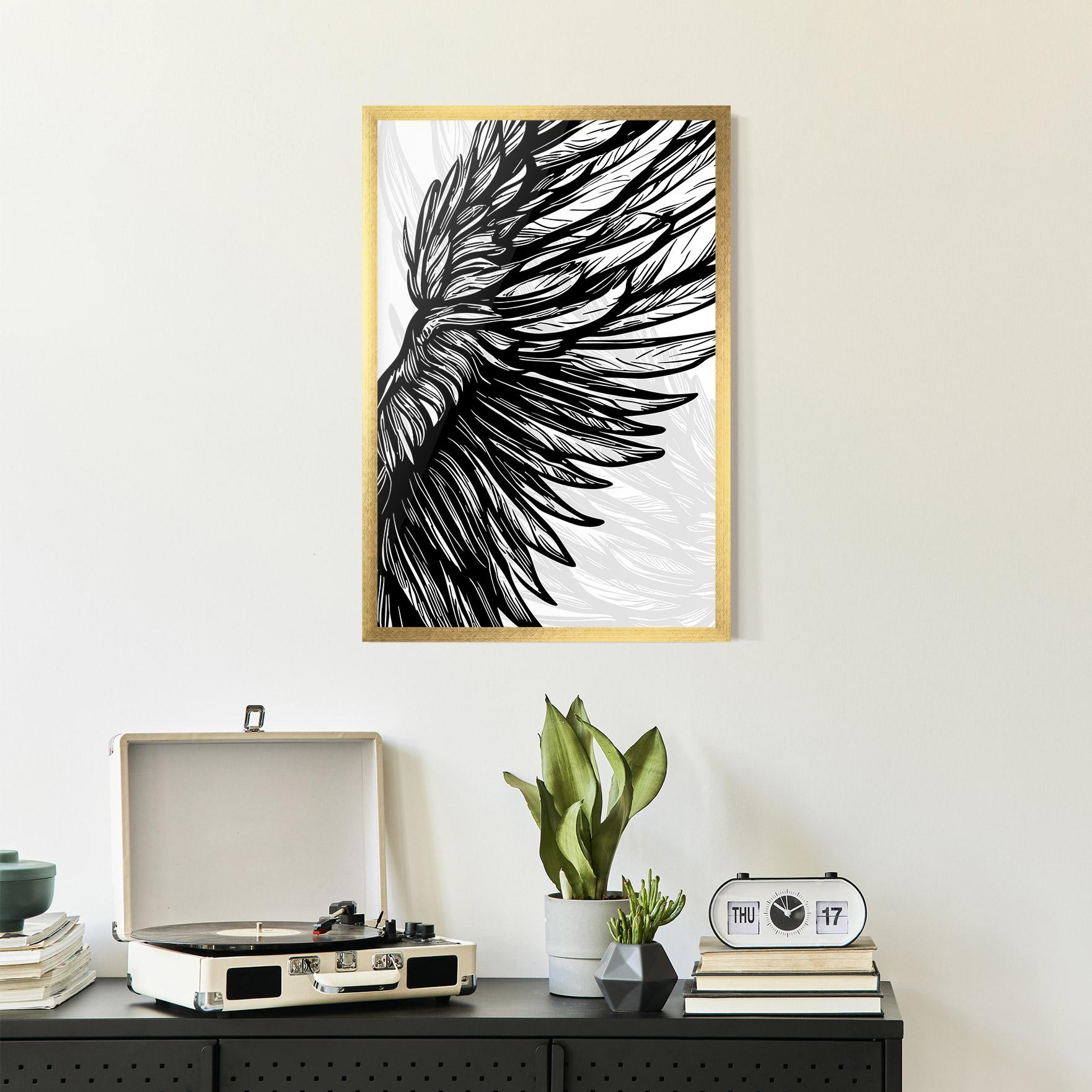 Gerahmte Poster Wing Line mockup 2