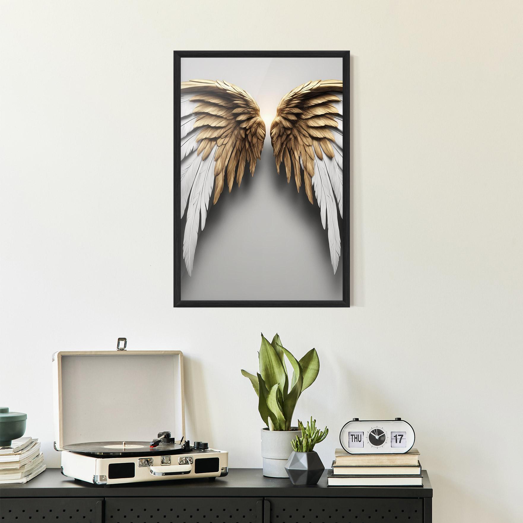 Gerahmte Poster Realistic Angel Wings mockup 2