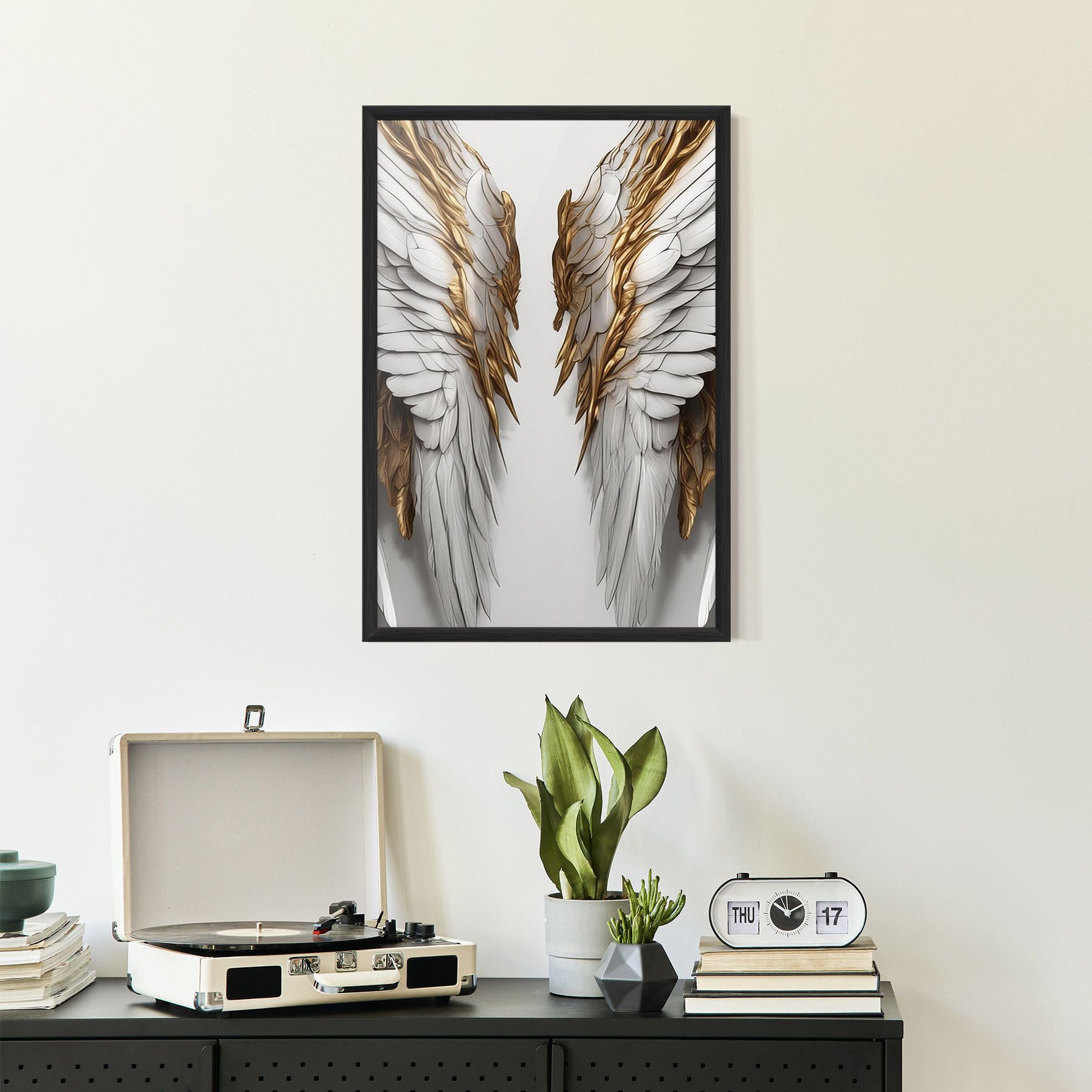 Realistic Gold Angel Wings mockup 2