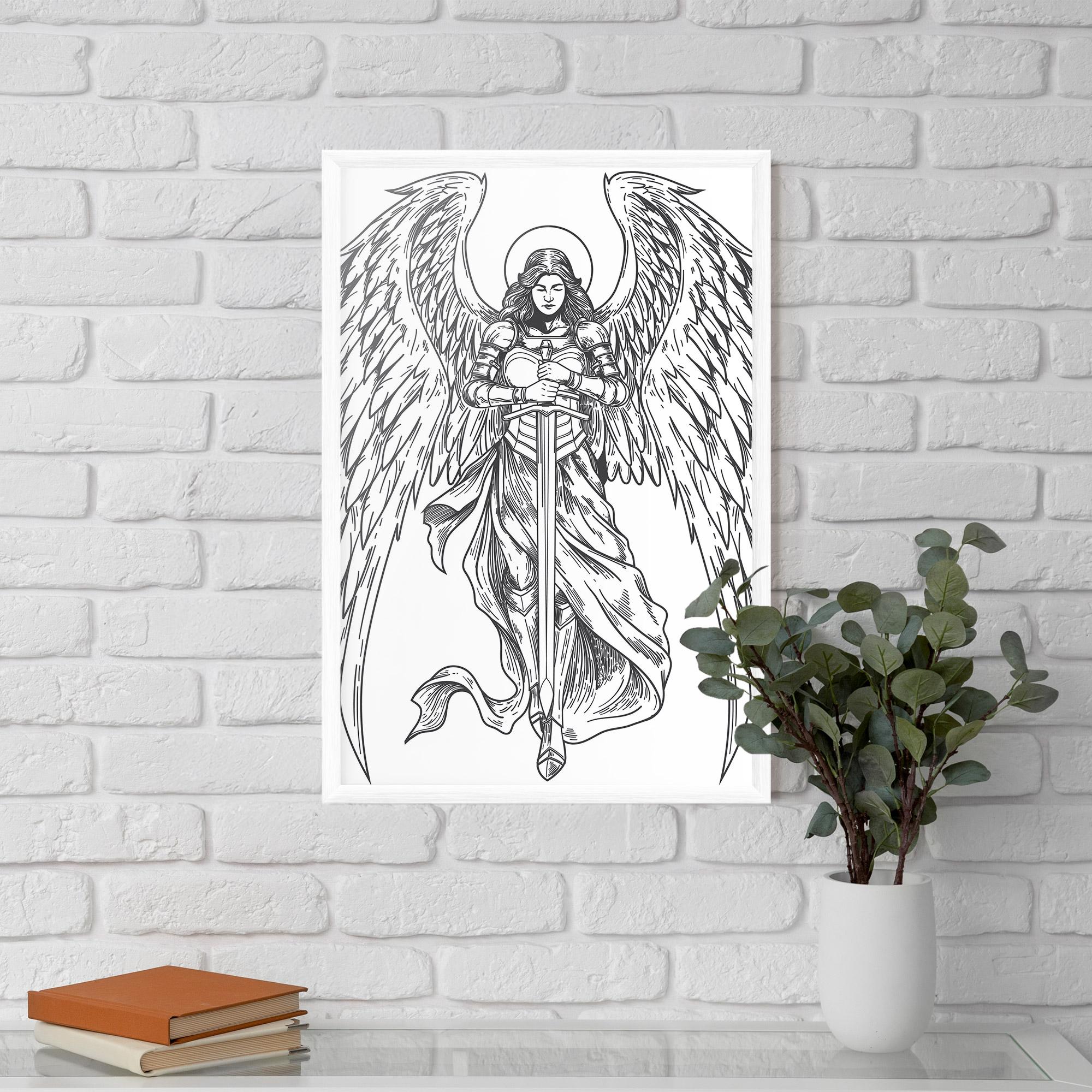 Gerahmte Poster Grey Line Angel mockup 5
