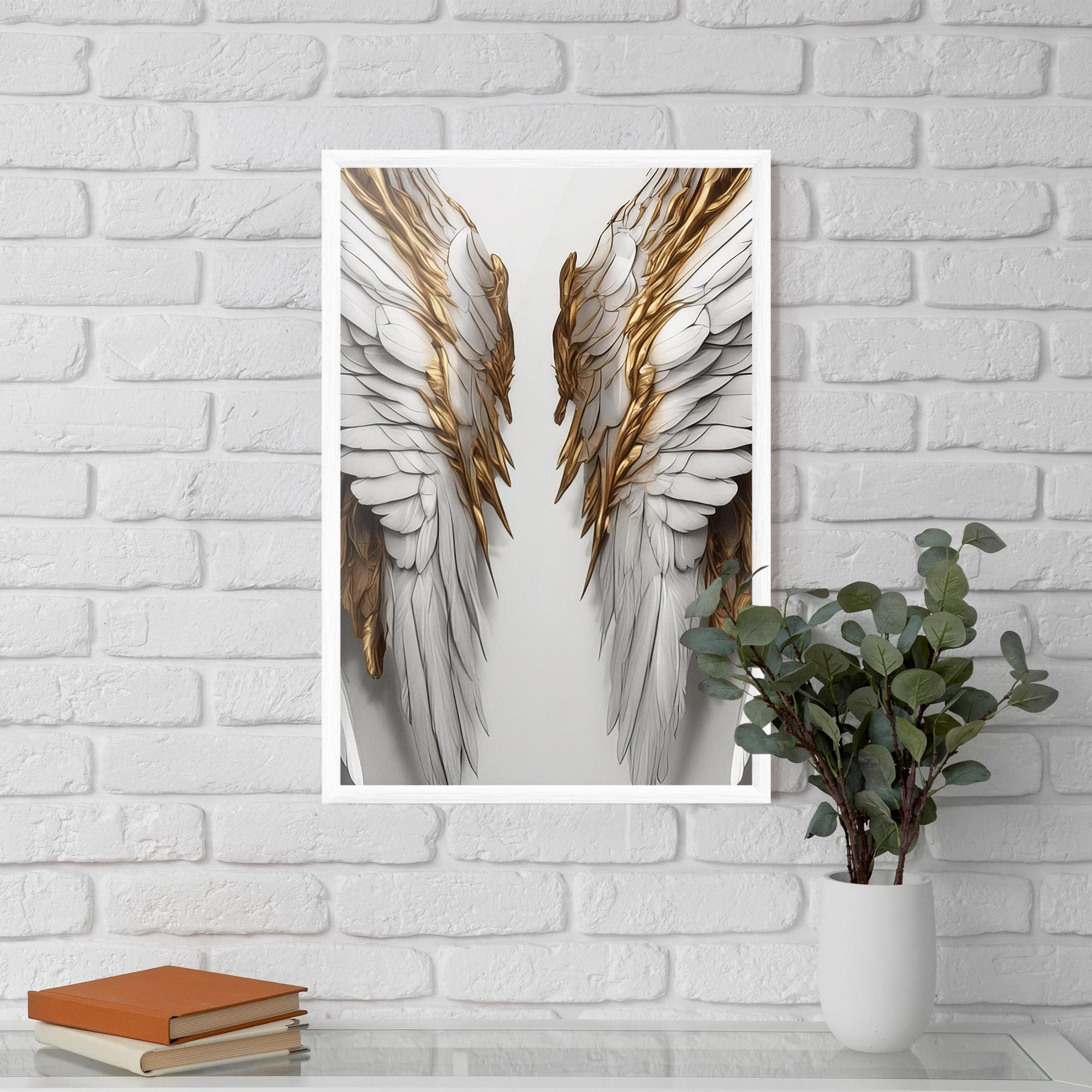 Gerahmte Poster Realistic Gold Angel Wings mockup 5