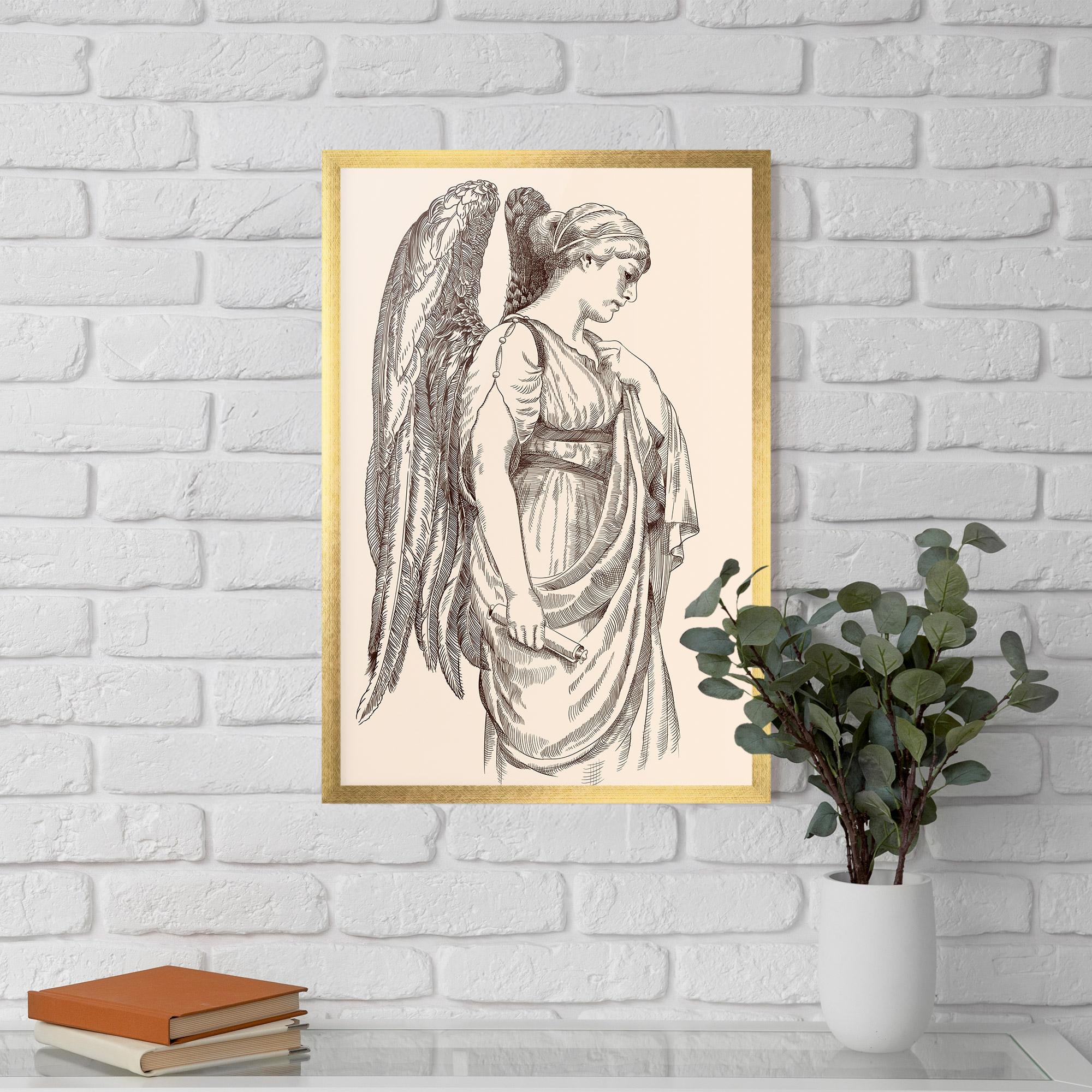 Gerahmte Poster Angel Brown Line mockup 5