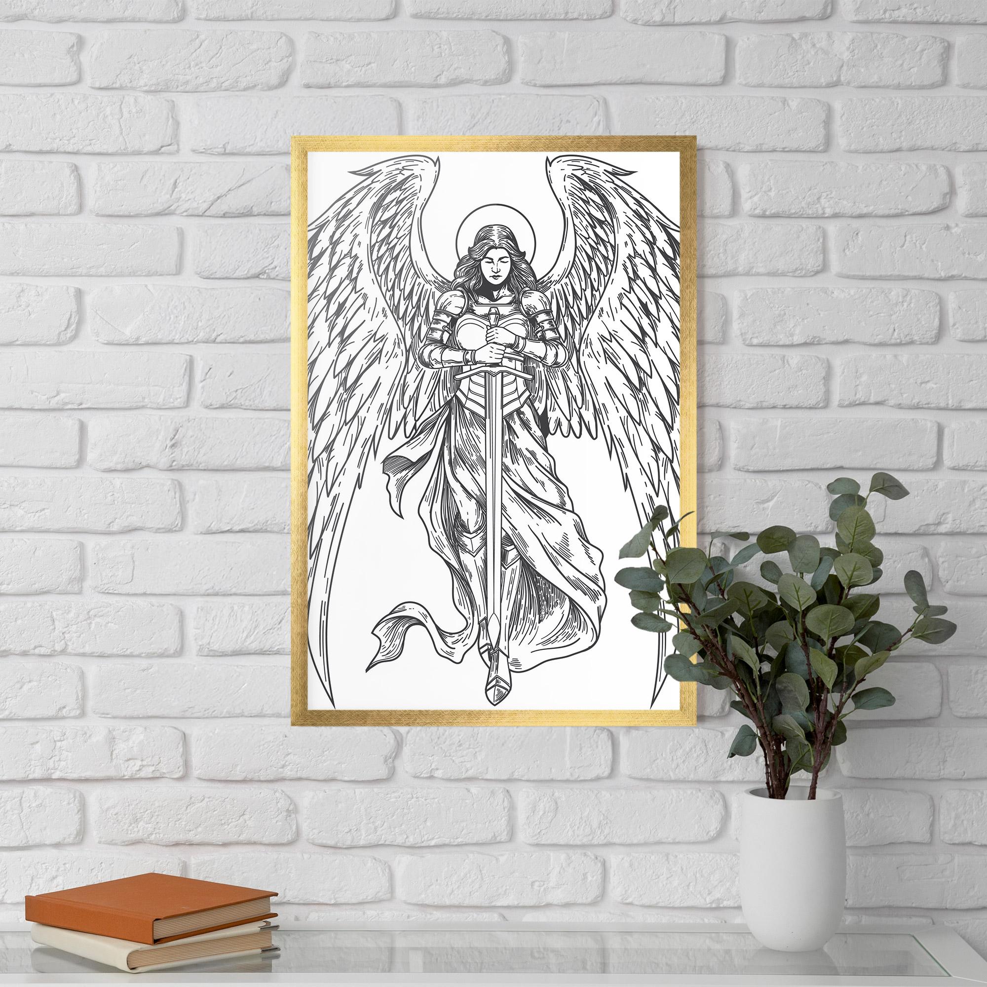Gerahmte Poster Grey Line Angel mockup 5