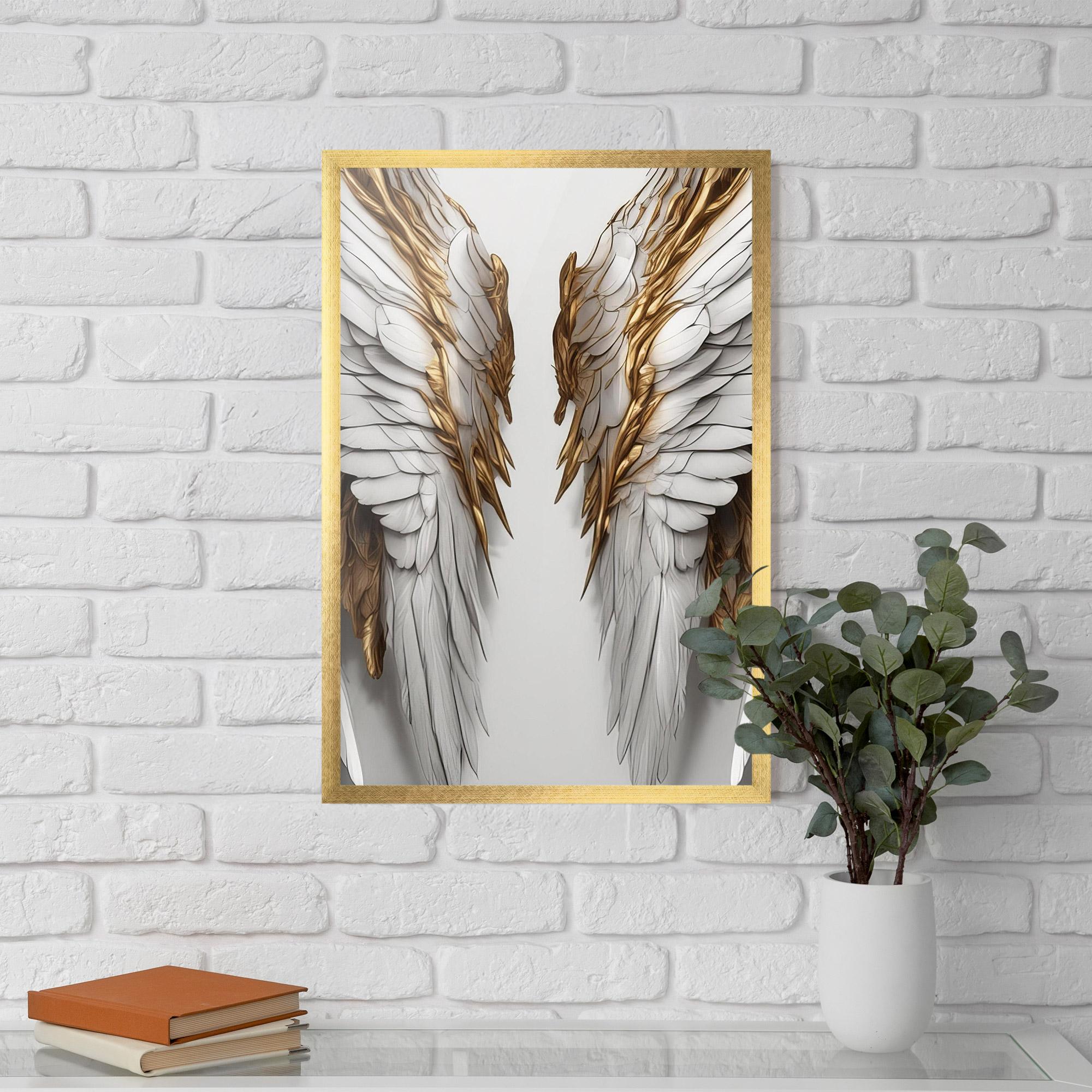 Gerahmte Poster Realistic Gold Angel Wings mockup 5