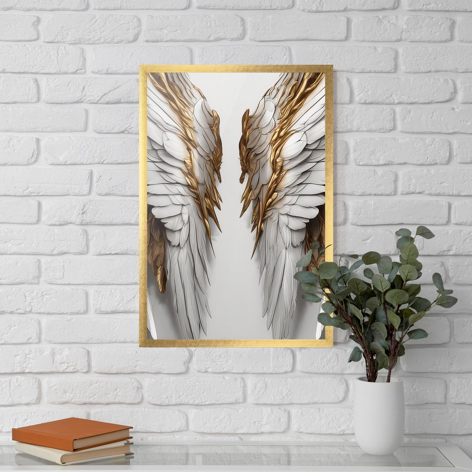 Realistic Gold Angel Wings mockup 5