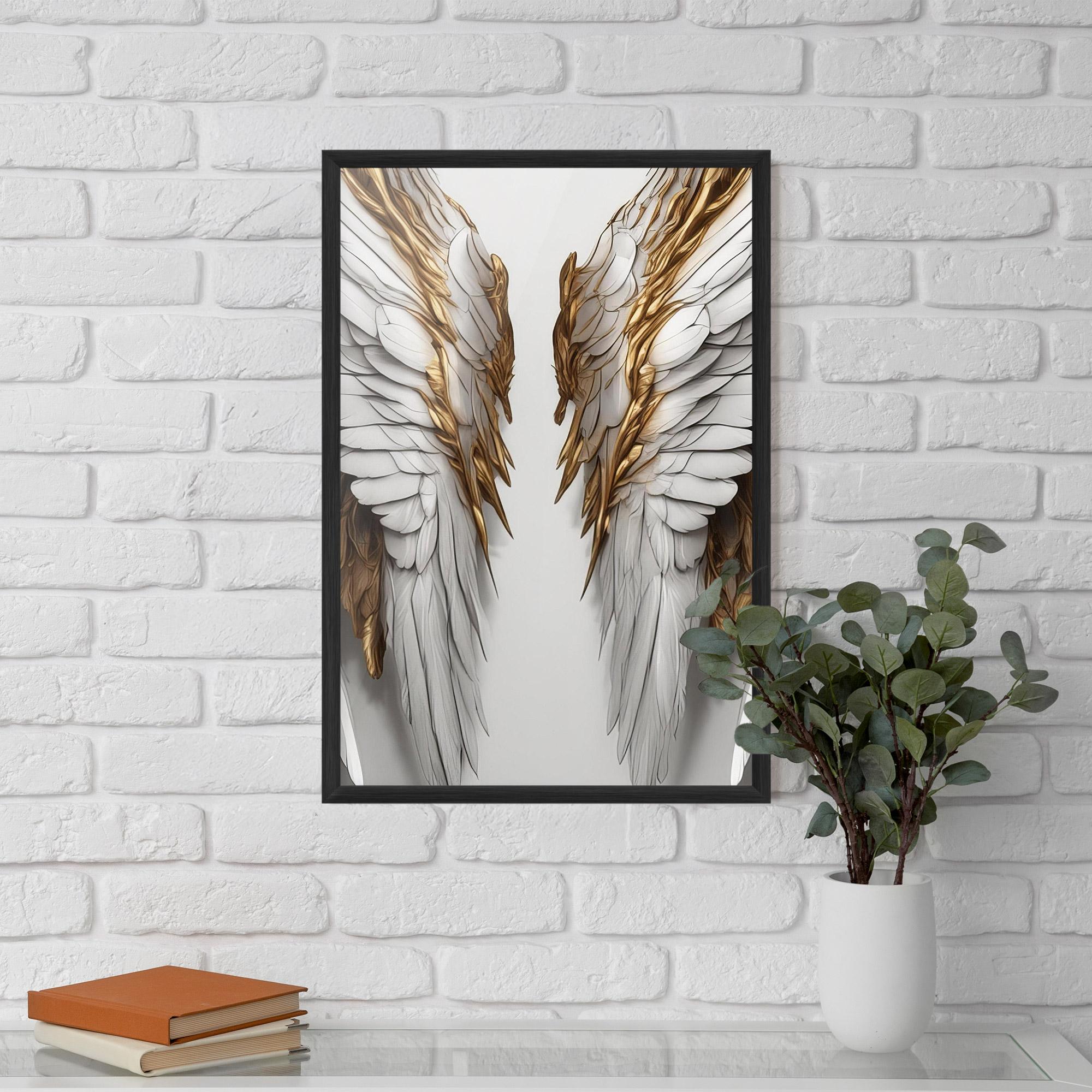 Gerahmte Poster Realistic Gold Angel Wings mockup 5