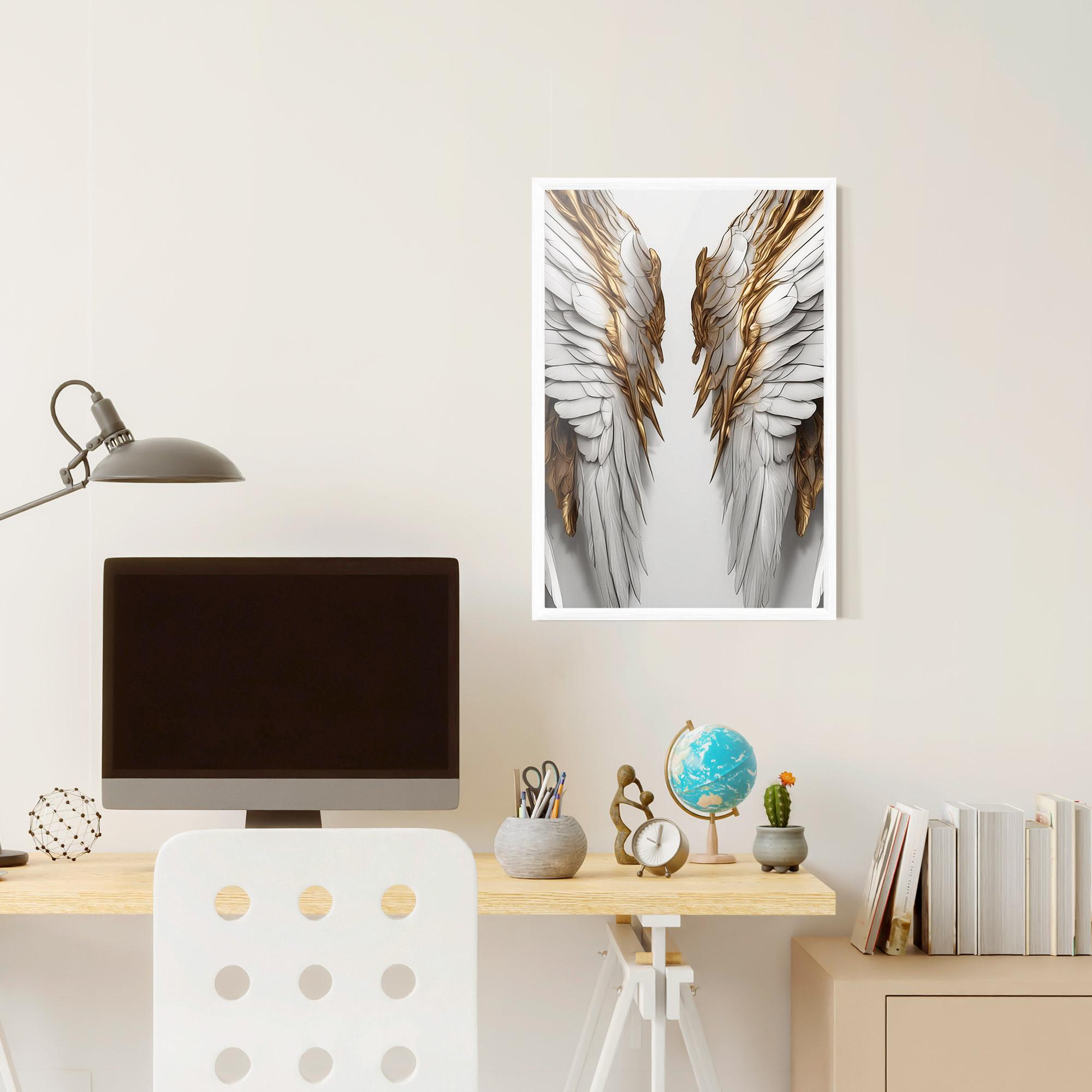 Gerahmte Poster Realistic Gold Angel Wings mockup 6