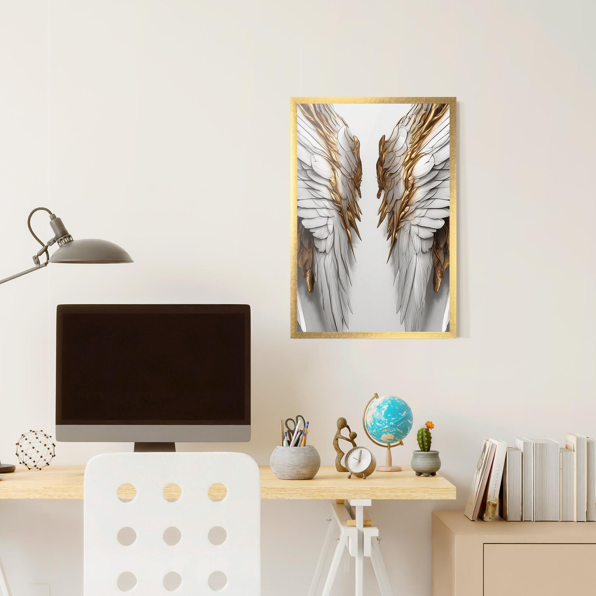 Gerahmte Poster Realistic Gold Angel Wings mockup 6