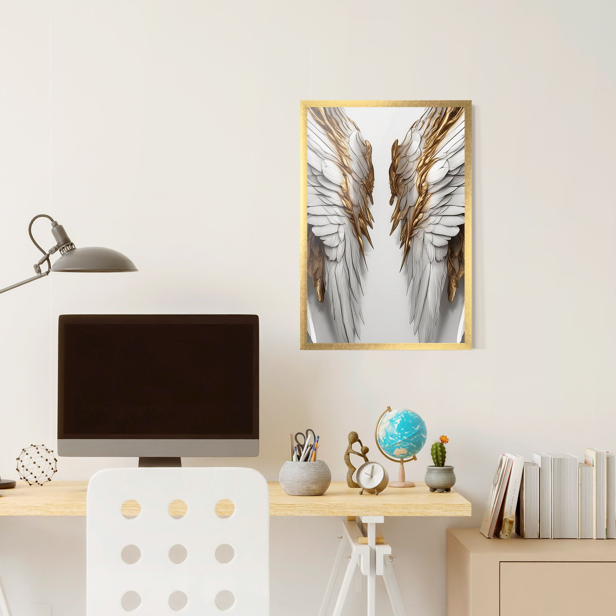 Realistic Gold Angel Wings mockup 6