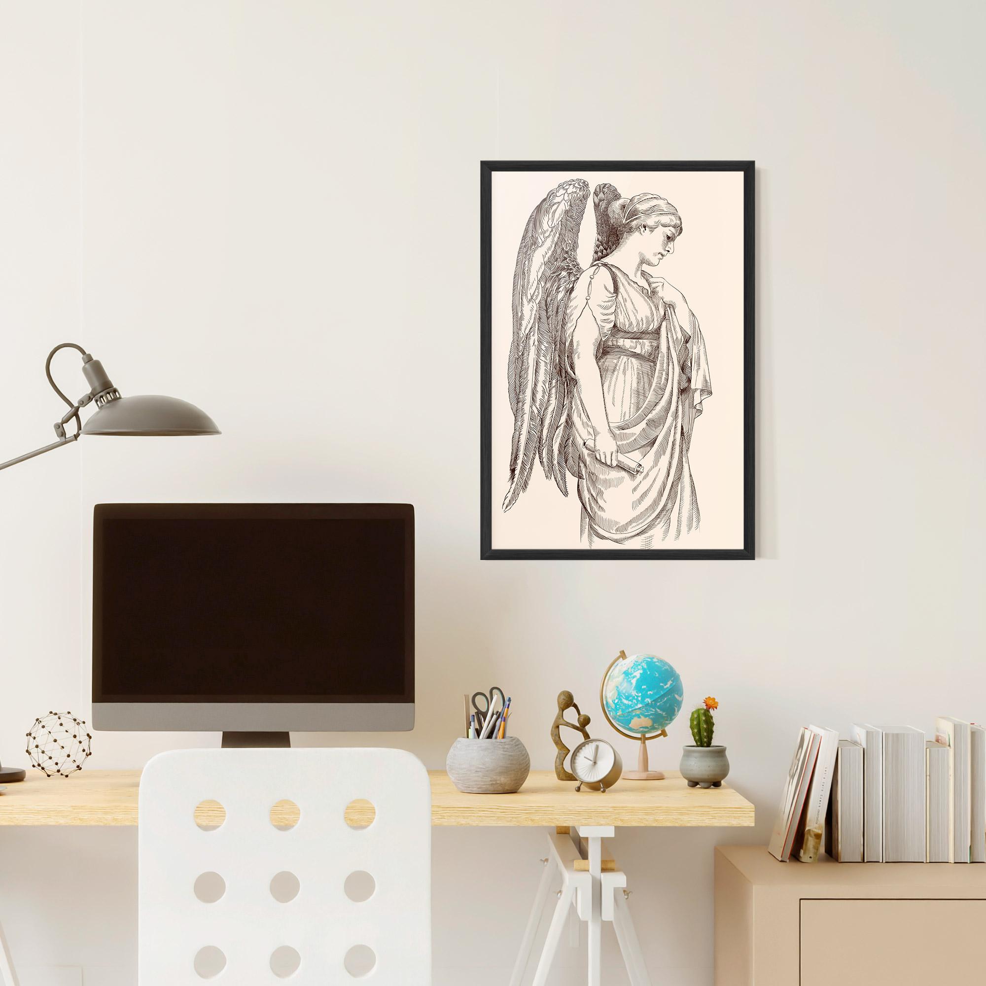 Gerahmte Poster Angel Brown Line mockup 6