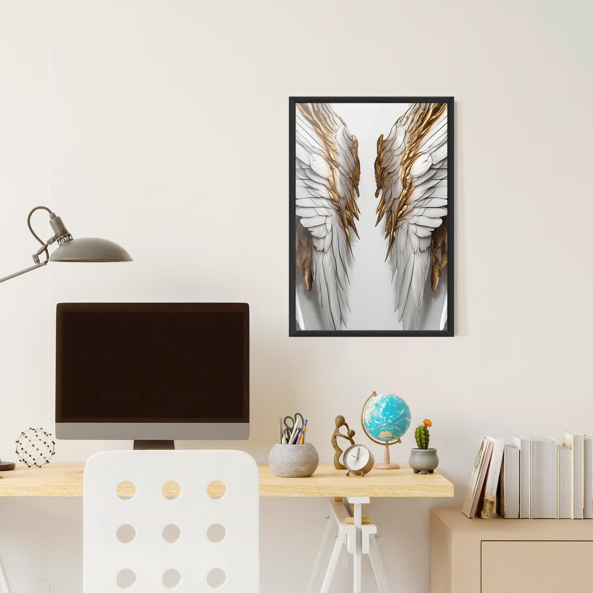Gerahmte Poster Realistic Gold Angel Wings mockup 6