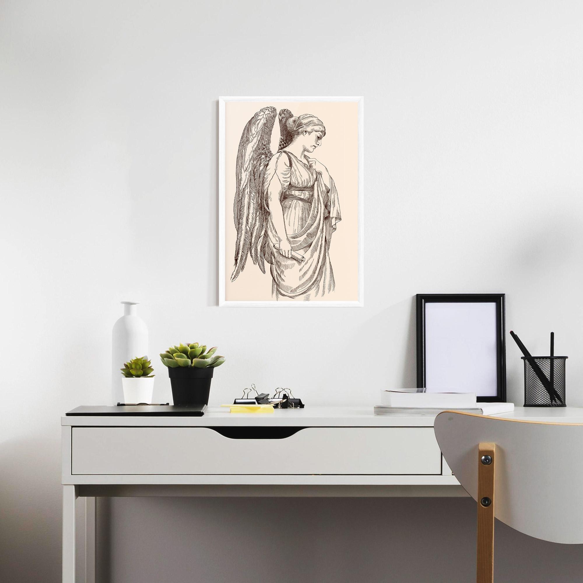 Gerahmte Poster Angel Brown Line mockup 7