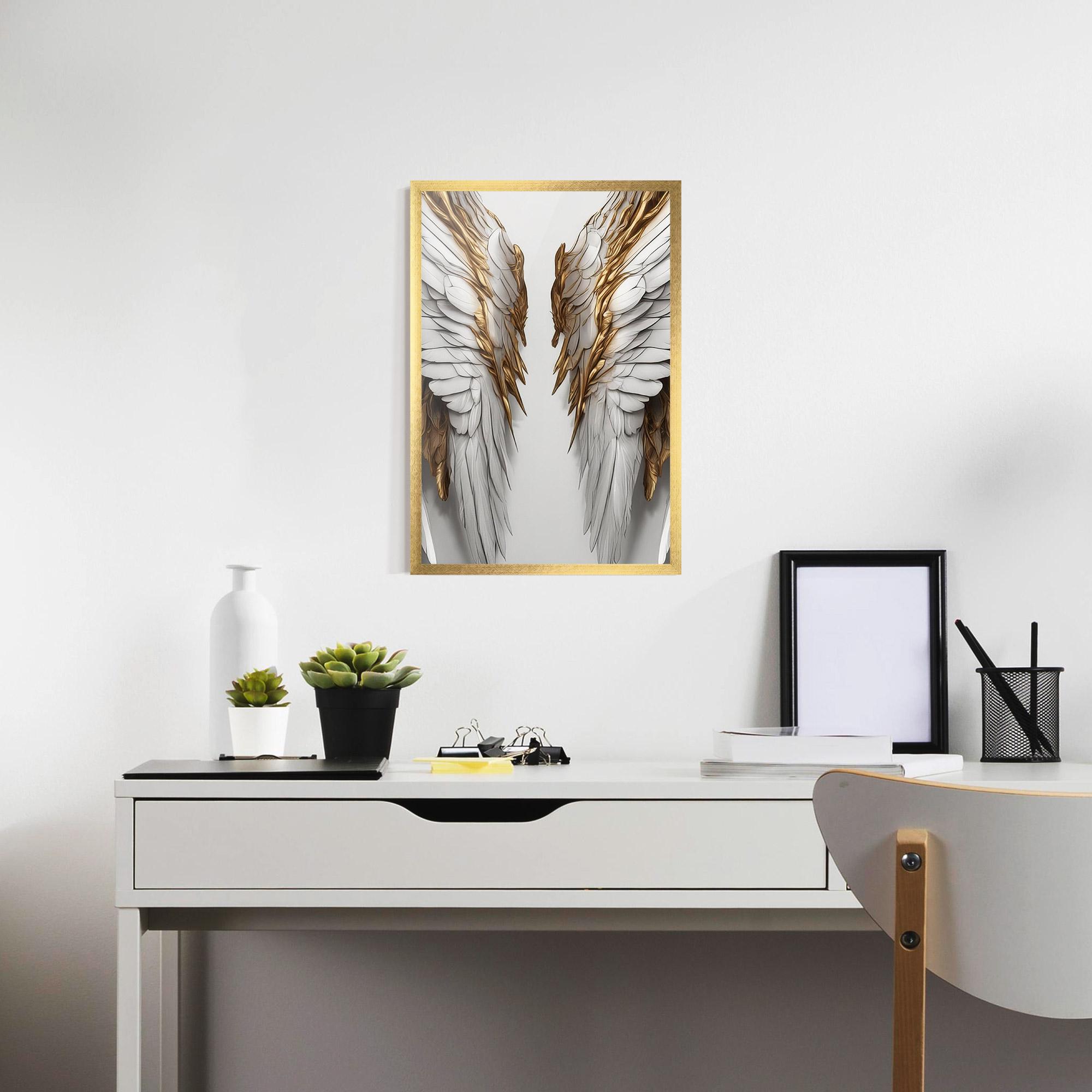 Gerahmte Poster Realistic Gold Angel Wings mockup 7