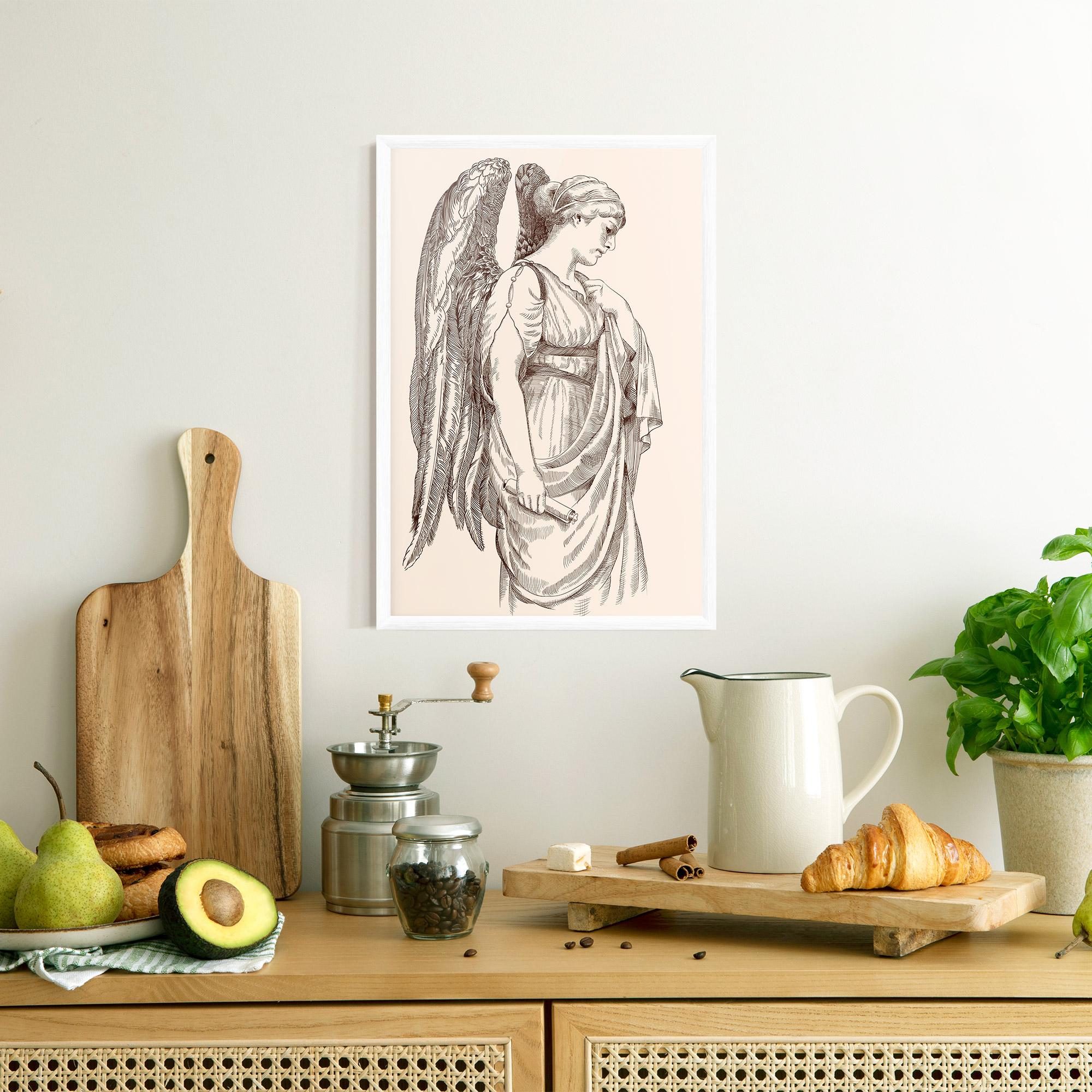 Gerahmte Poster Angel Brown Line mockup 8