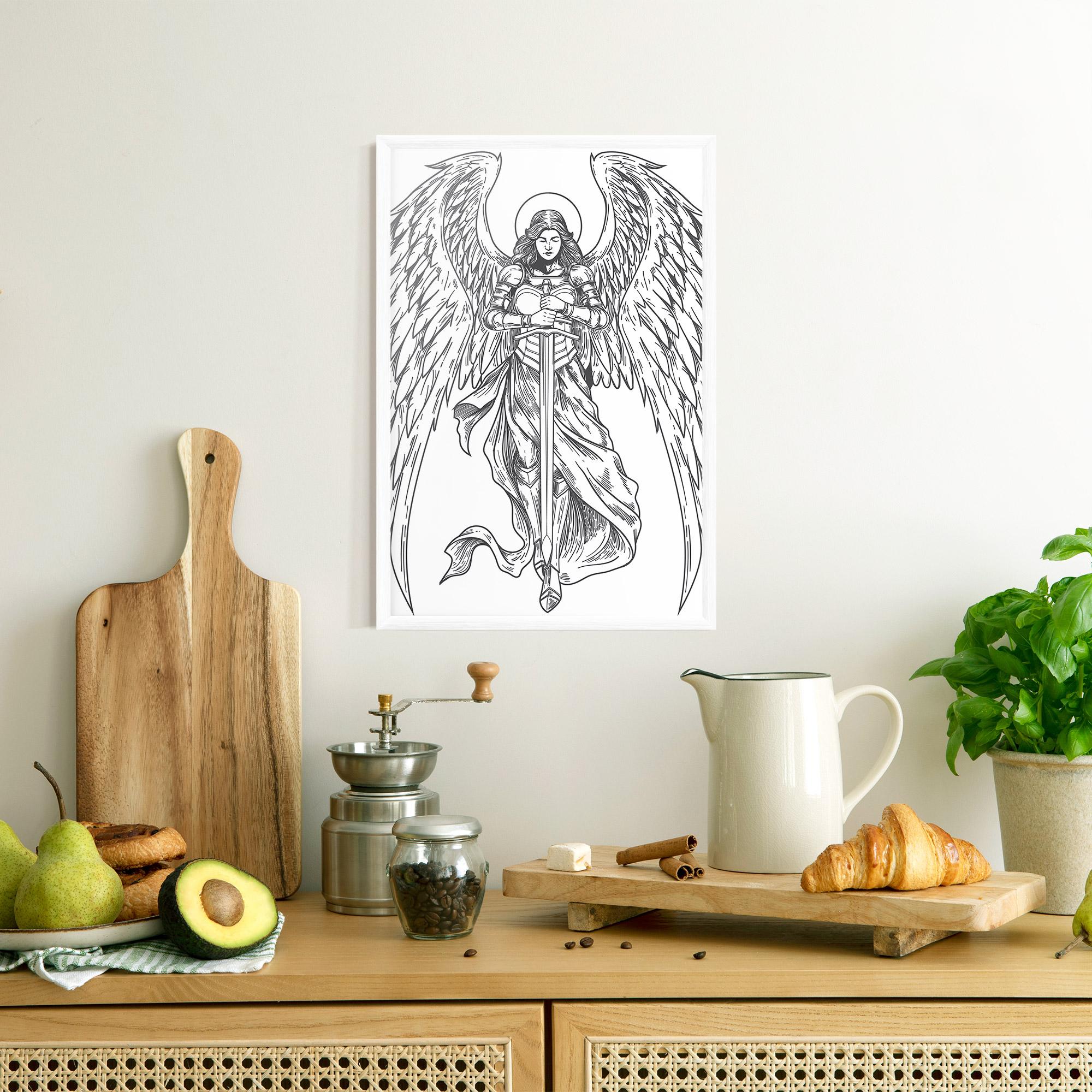 Gerahmte Poster Grey Line Angel mockup 8
