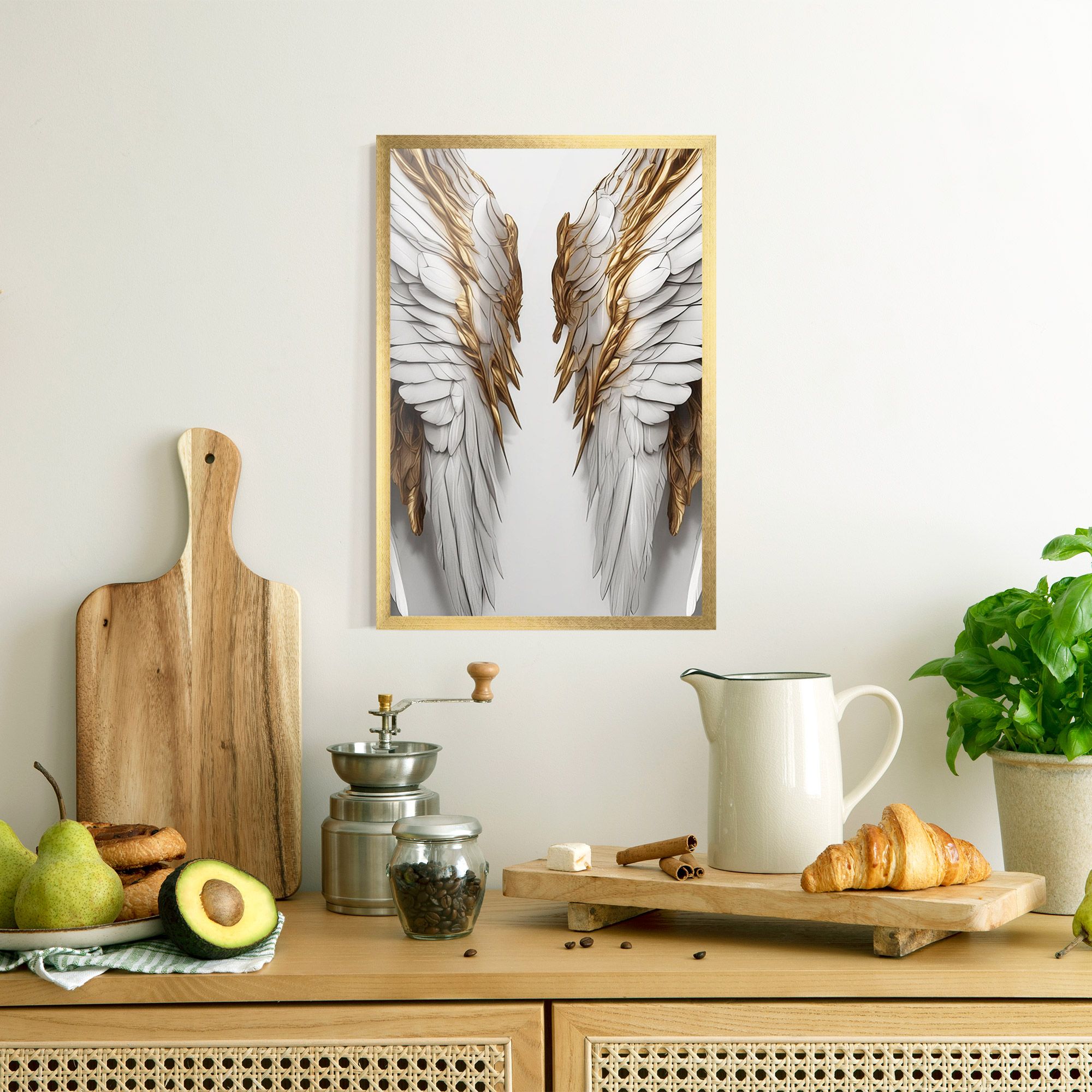 Realistic Gold Angel Wings mockup 8