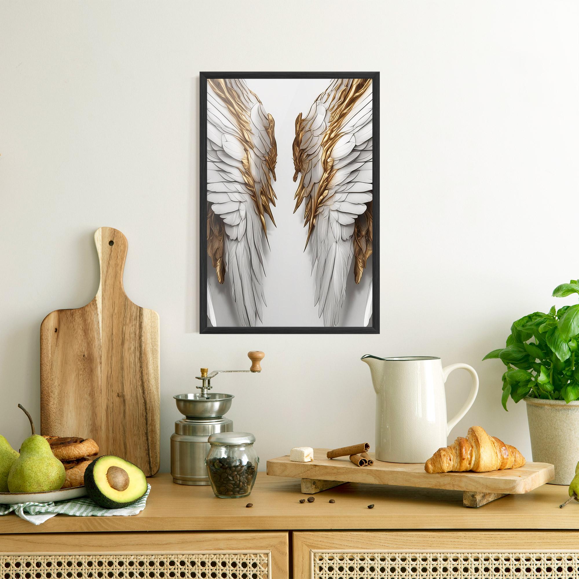 Gerahmte Poster Realistic Gold Angel Wings mockup 8