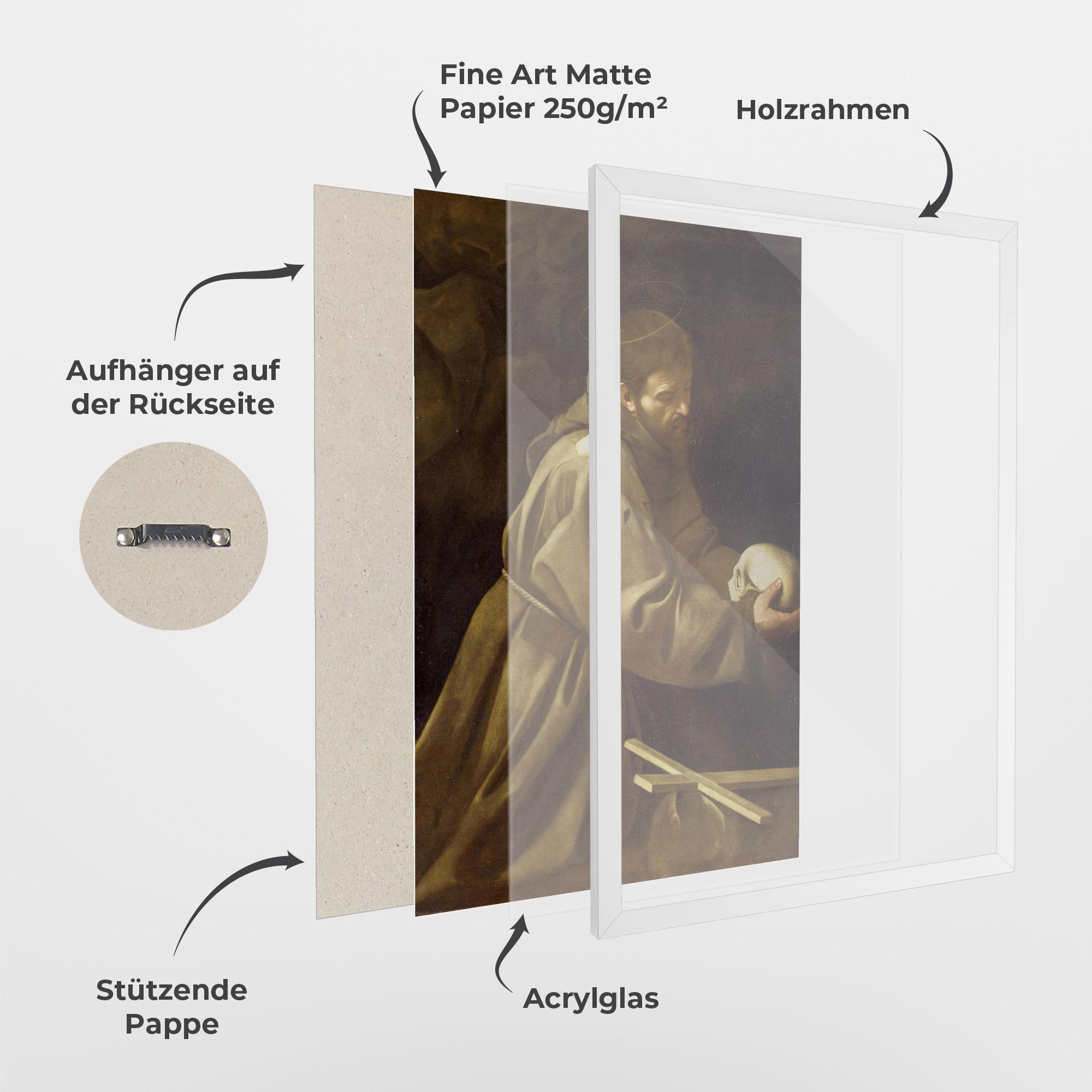 Gerahmte Poster Caravaggio Francis Prayer mockup 1