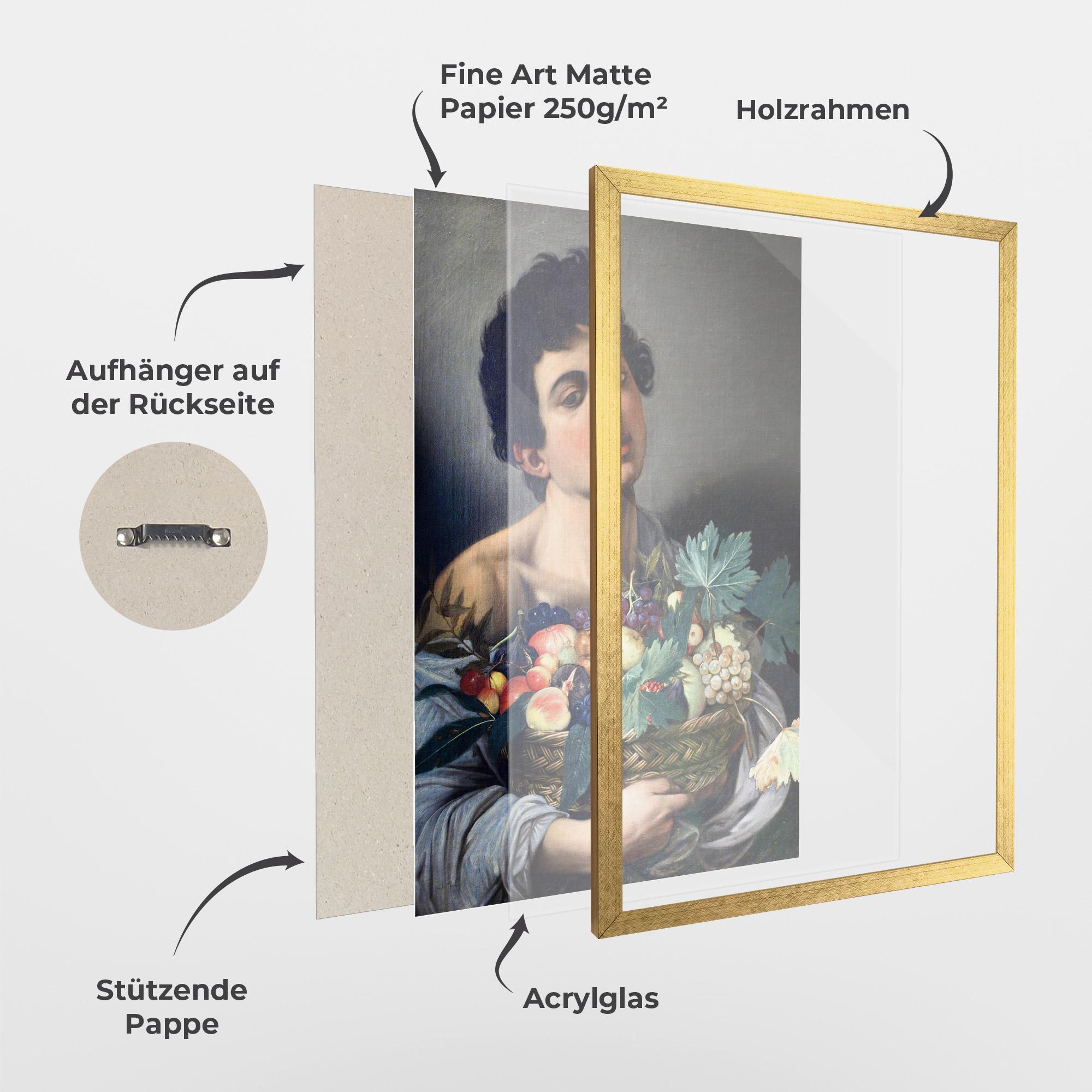 Gerahmte Poster Boy With A Basket Of Fruit mockup 1