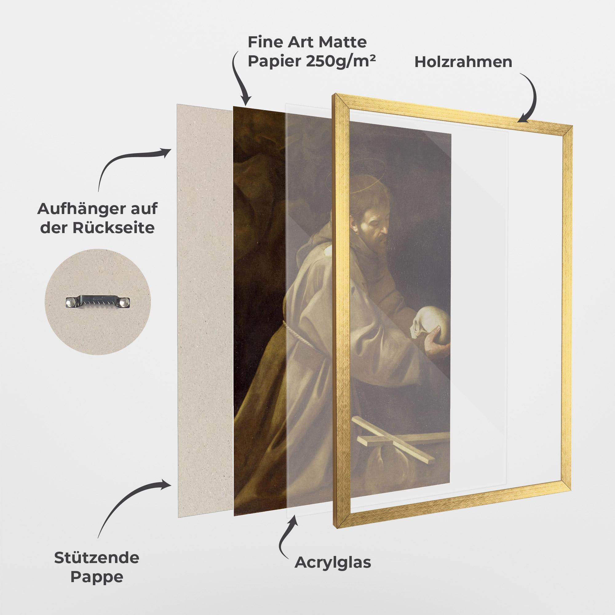 Gerahmte Poster Caravaggio Francis Prayer mockup 1